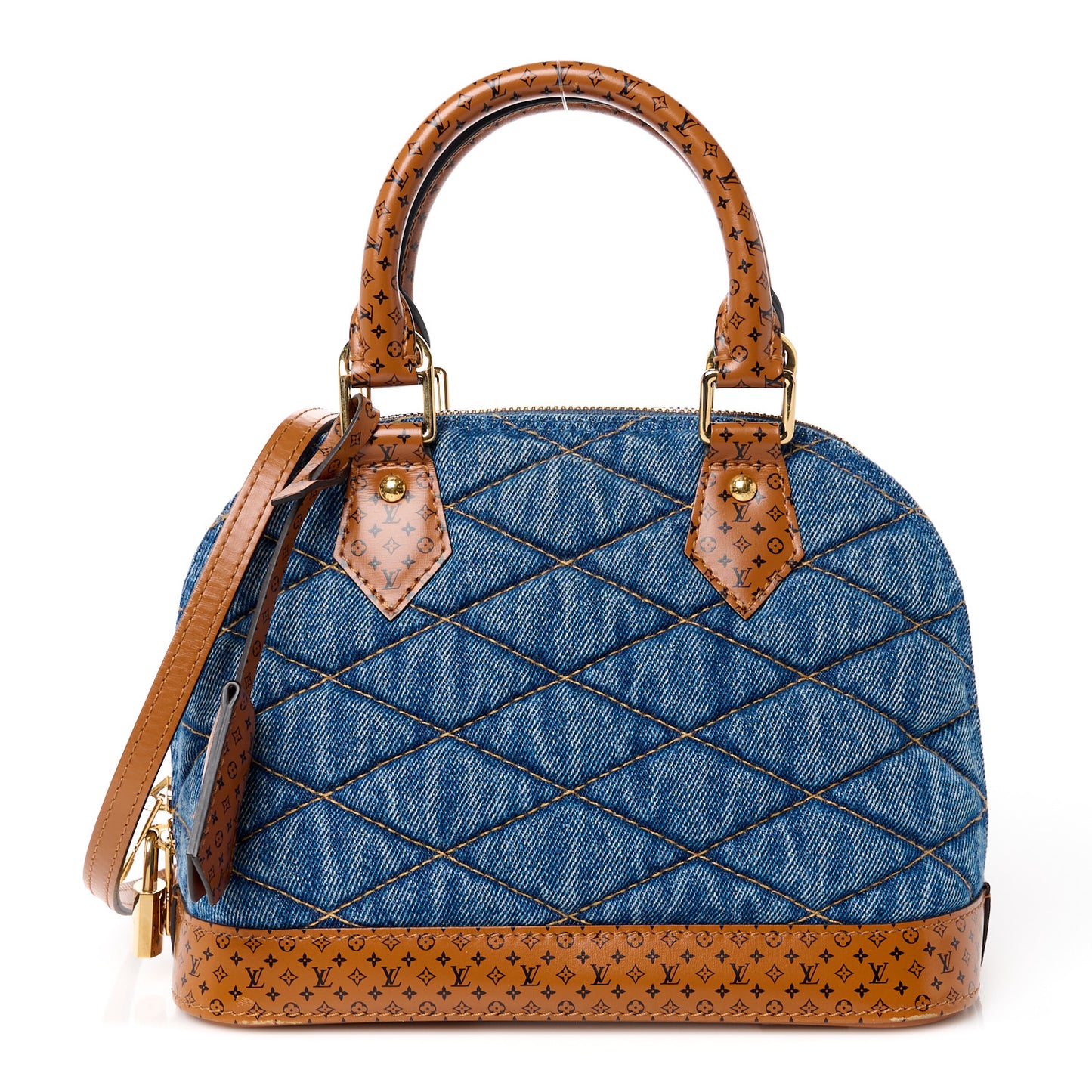 Denim Calfskin Reverse Monogram Malletage Alma BB Blue