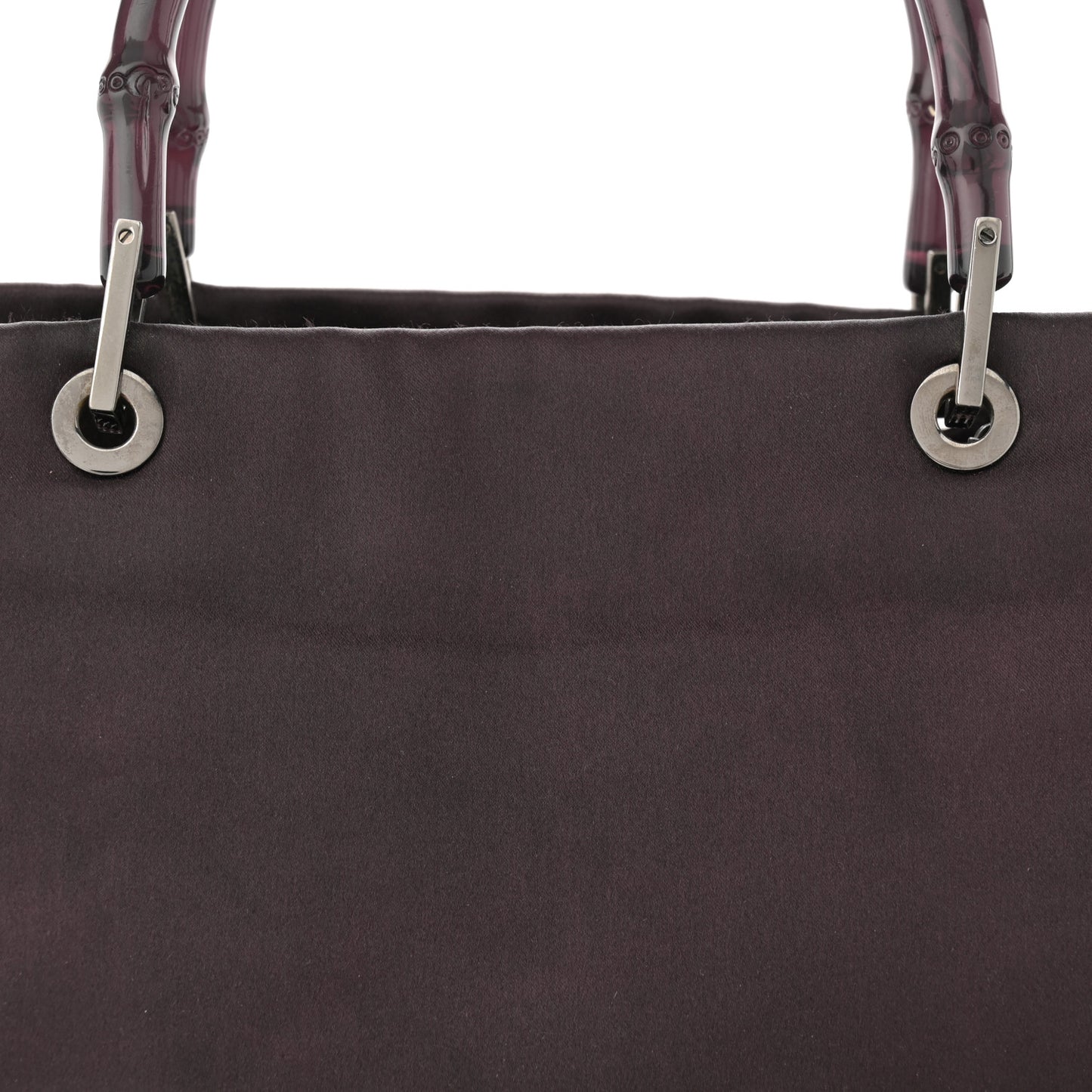 Satin Bamboo Handle Bag Brown