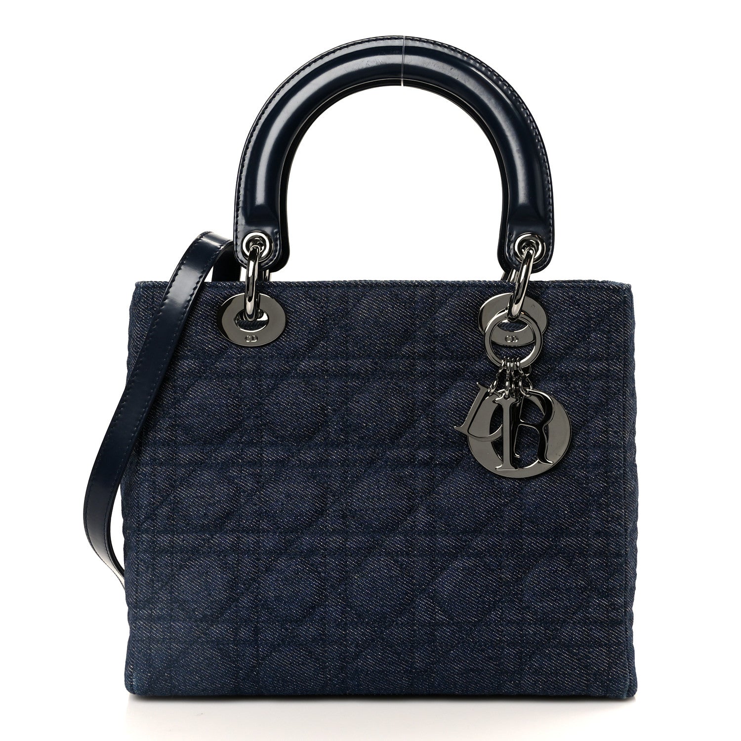 Christian Dior Denim Cannage Medium Lady Dior Blue Black 1828734