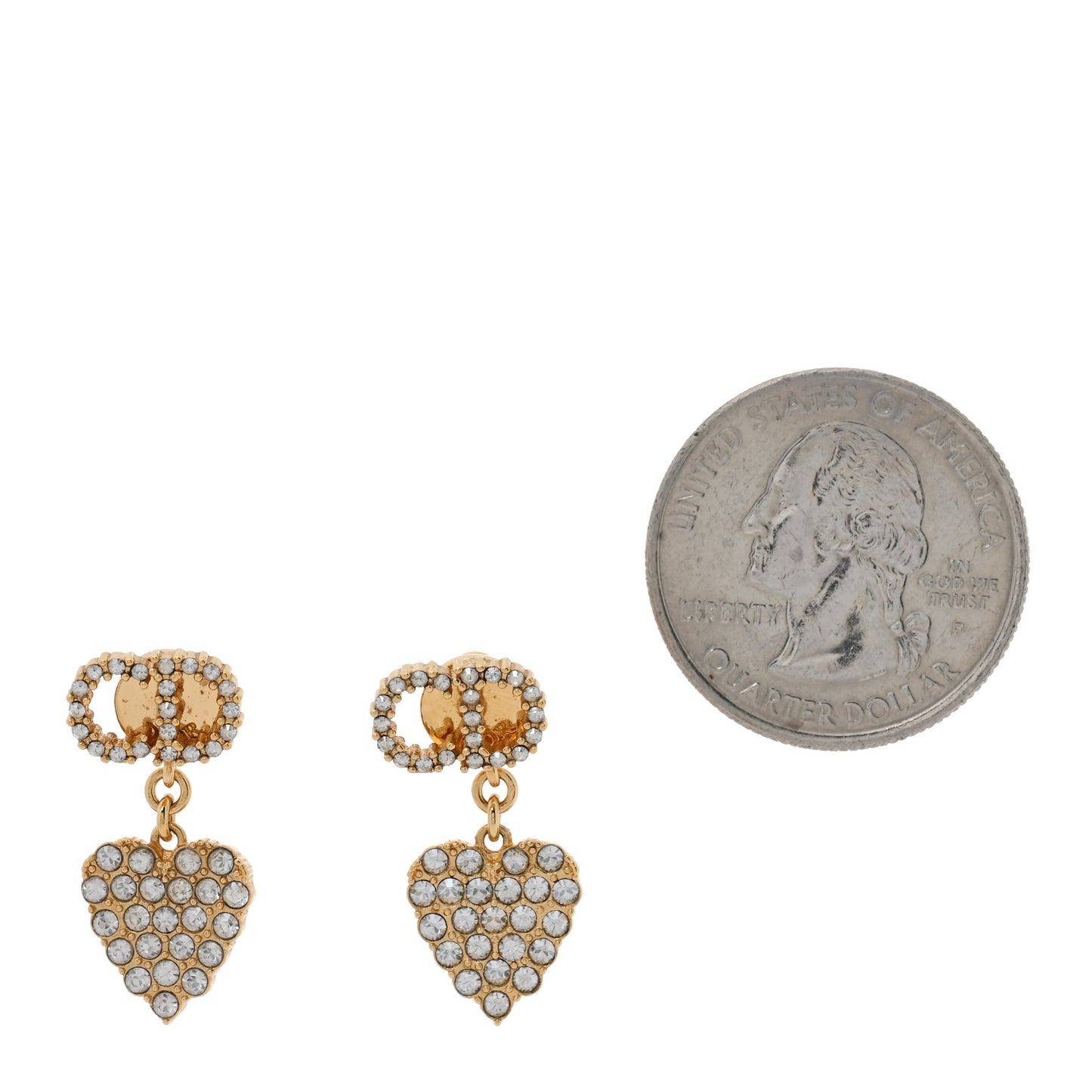 Crystal CD Heart Earrings Gold