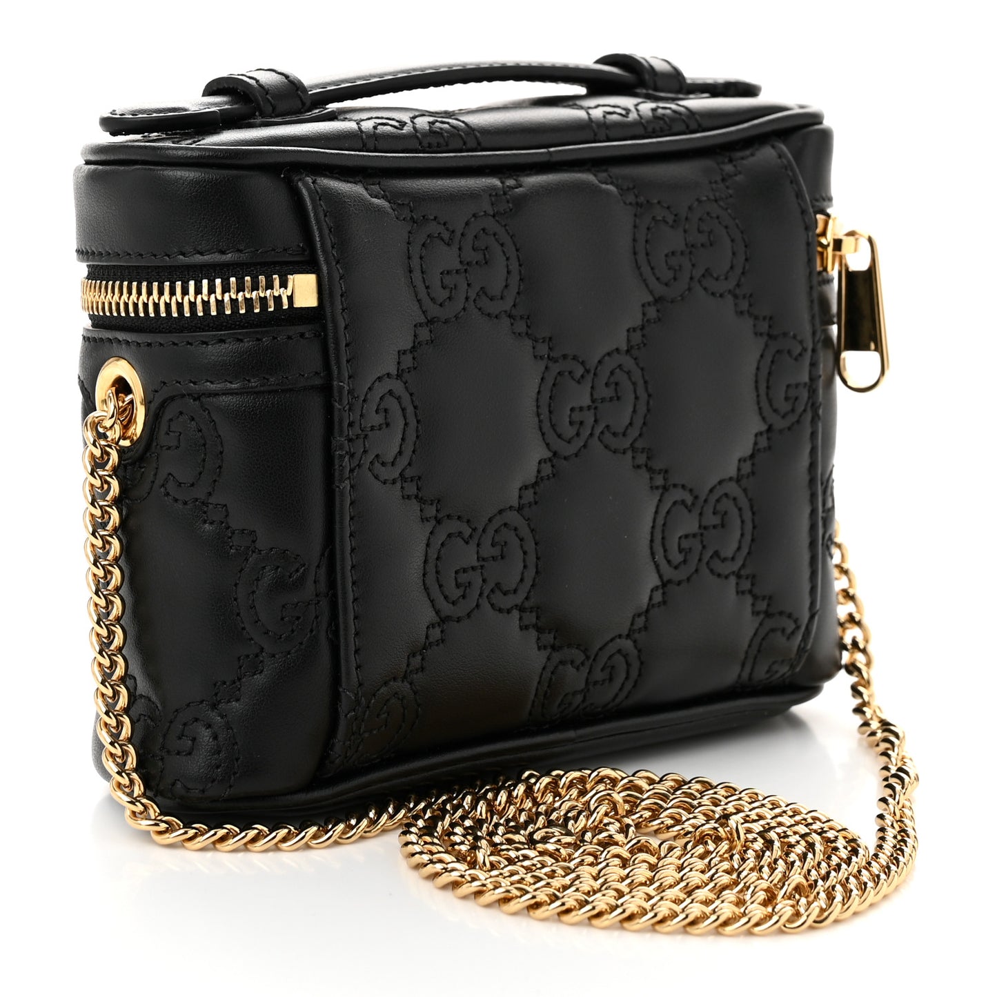 Calfskin GG Matelasse Mini Top Handle Bag Black