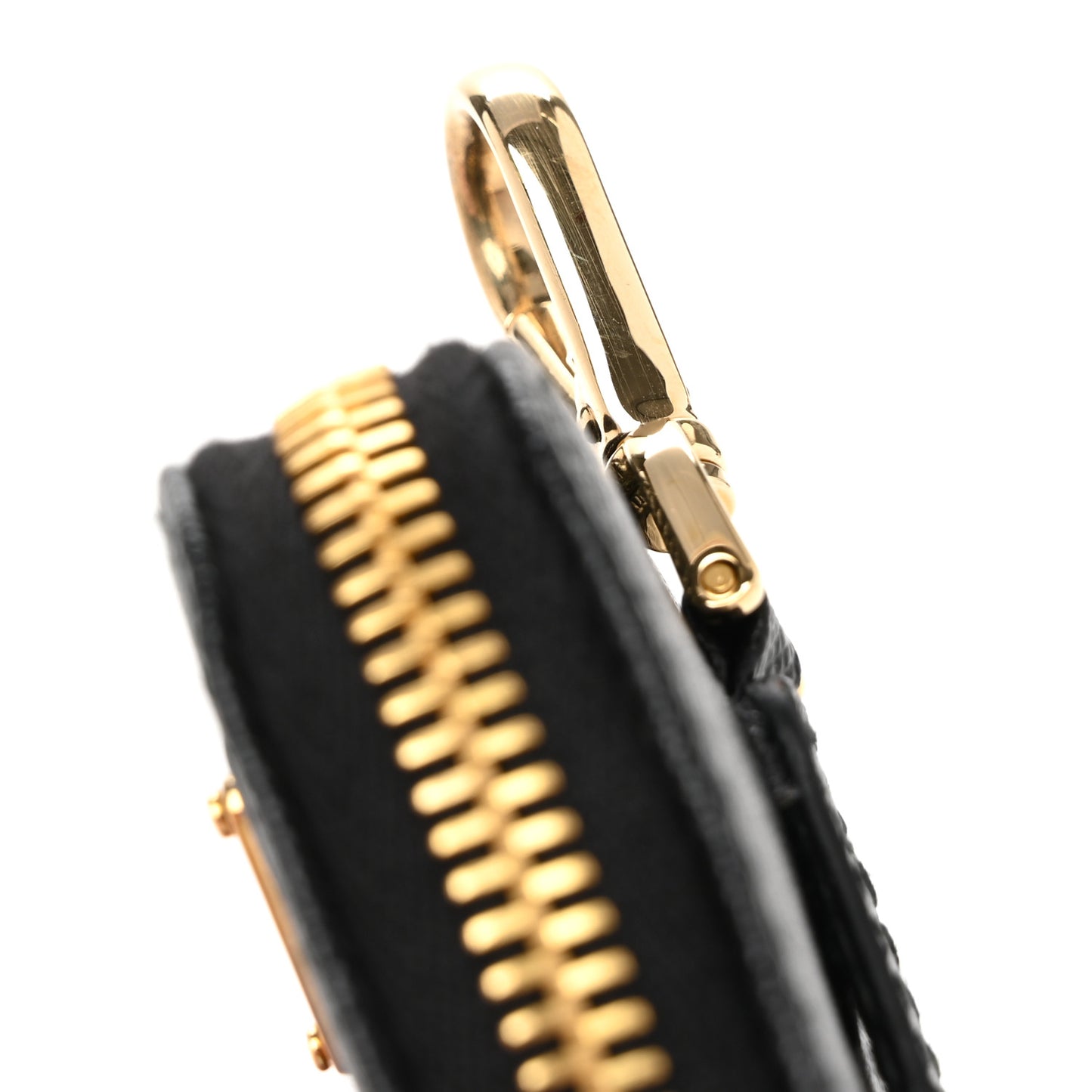 Saffiano Triangle Zip Around Mini Pouch Black