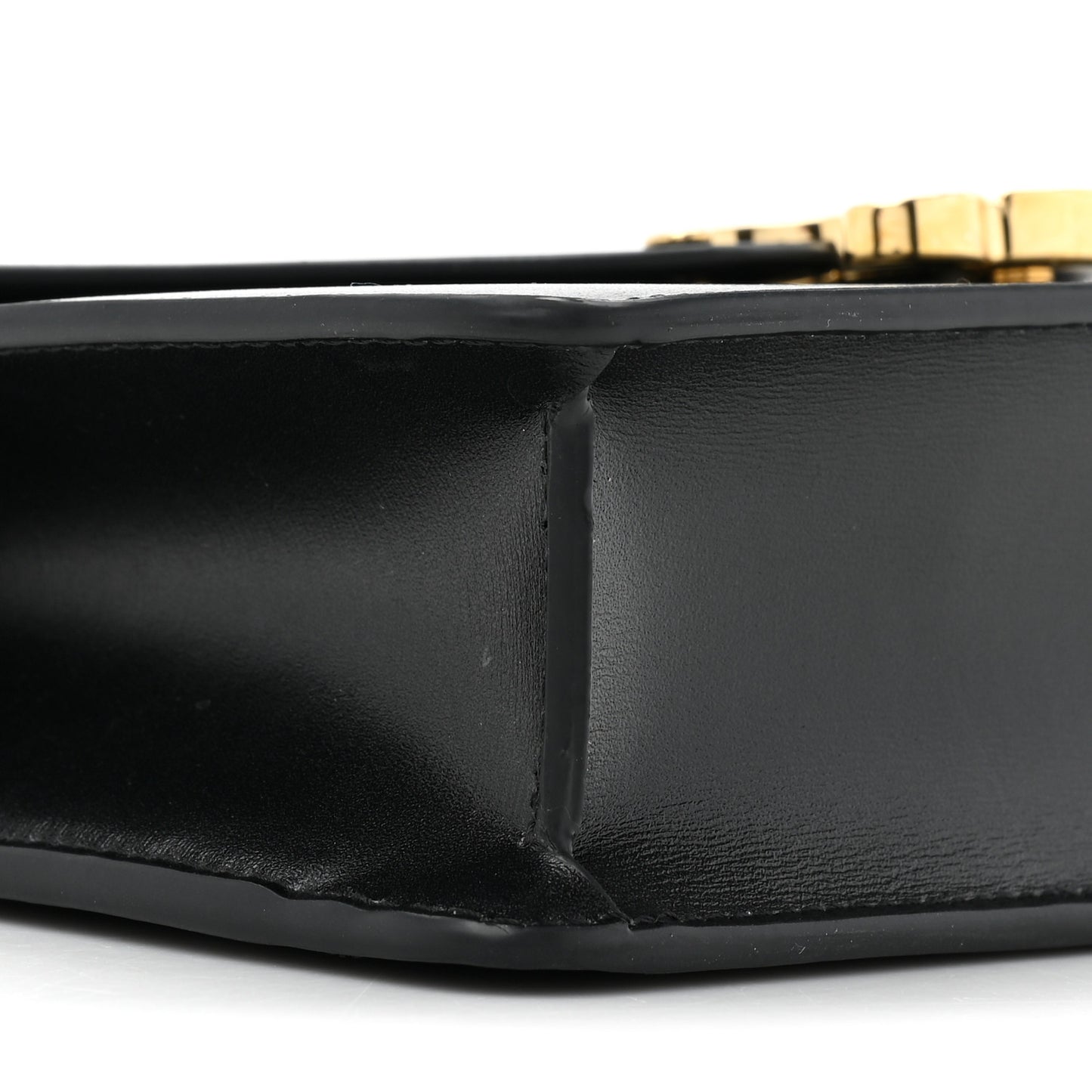 Shiny Calfskin Triomphe Margo Wallet on Chain Black