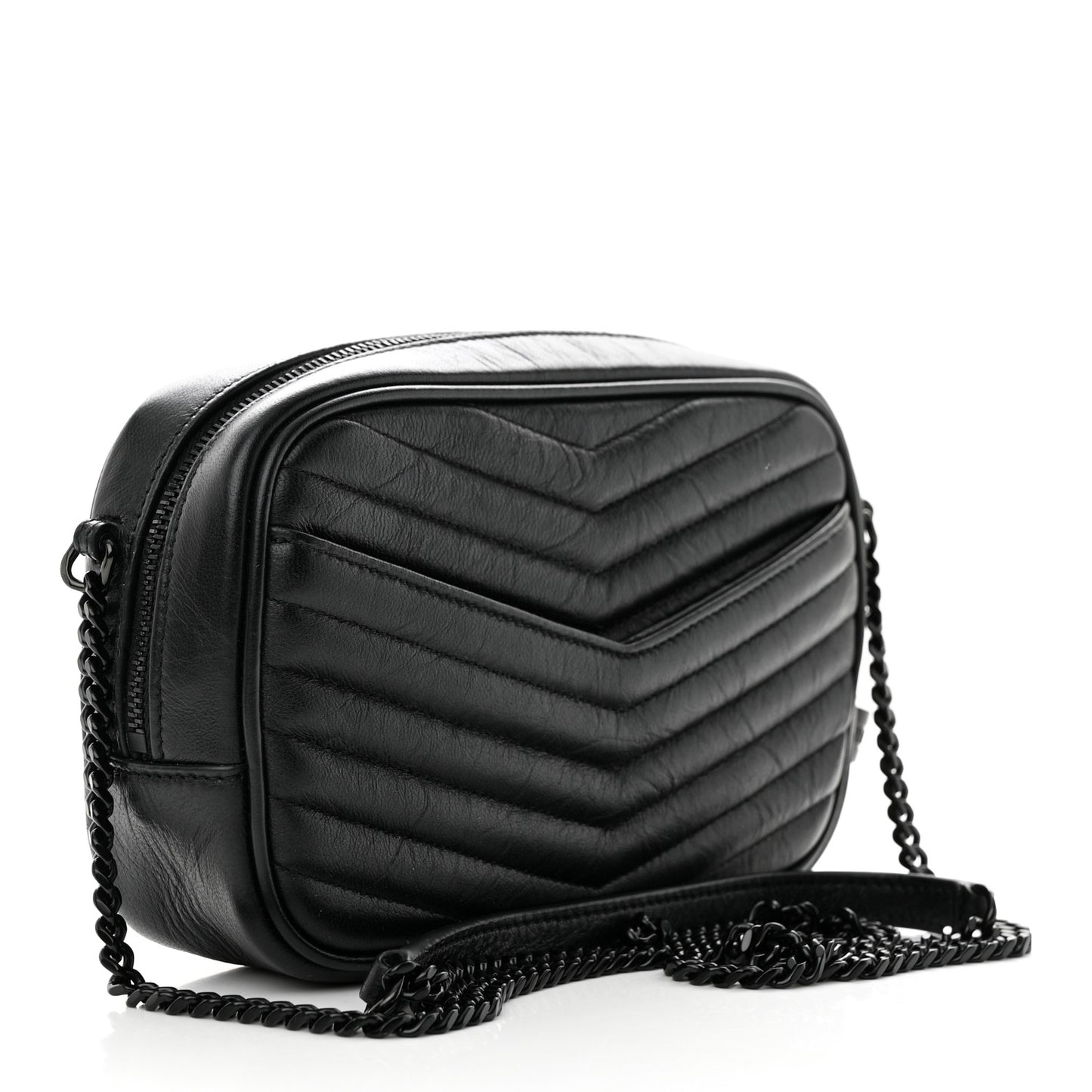 Calfskin Matelasse Monochrome Monogram Mini Lou Camera Bag Black