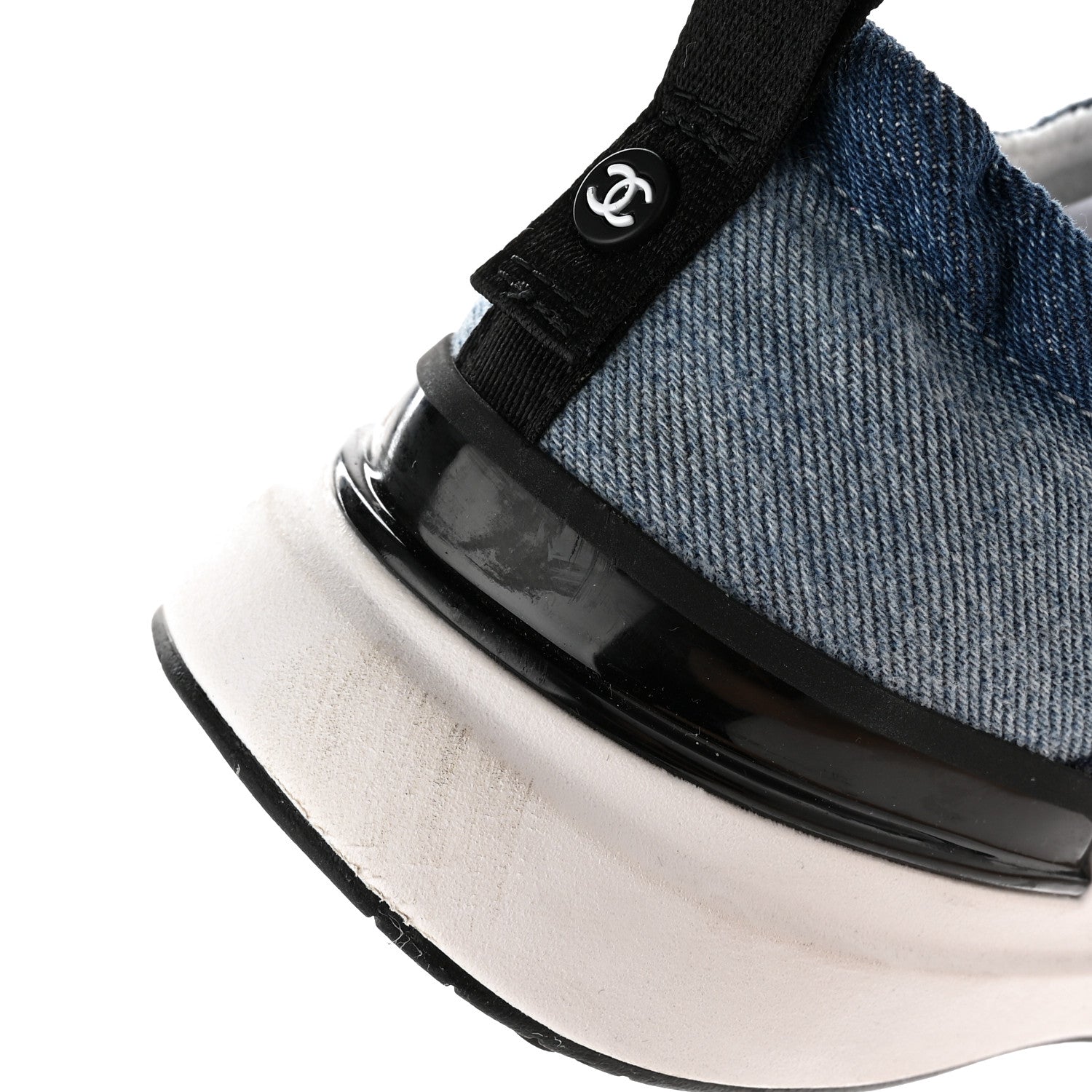 Chanel Denim Suede Calfskin Womens CC Sneakers 37 Dark Blue 8 of 12