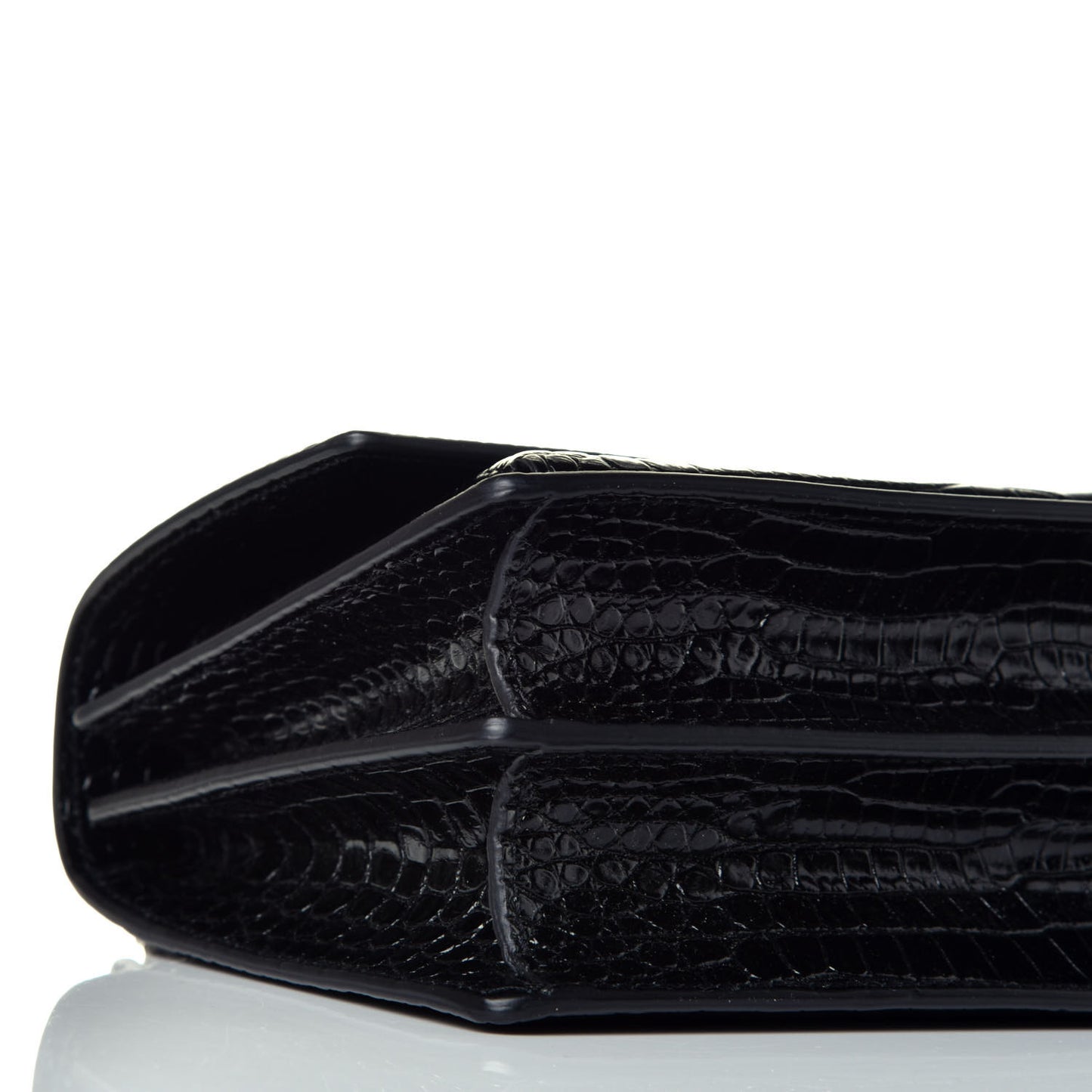 Calfskin Crocodile Embossed Medium Monogram Sunset Black