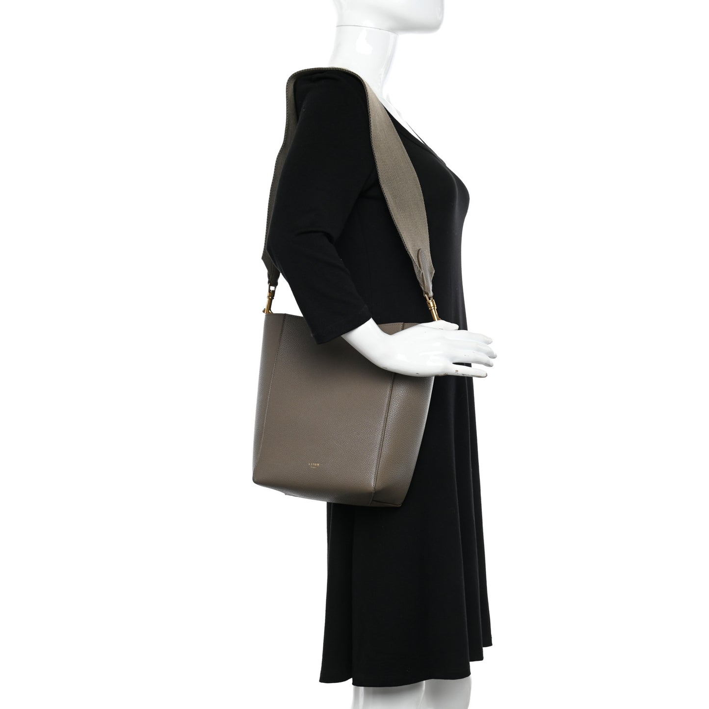 Soft Grained Calfskin Small Sangle Bucket Bag Taupe
