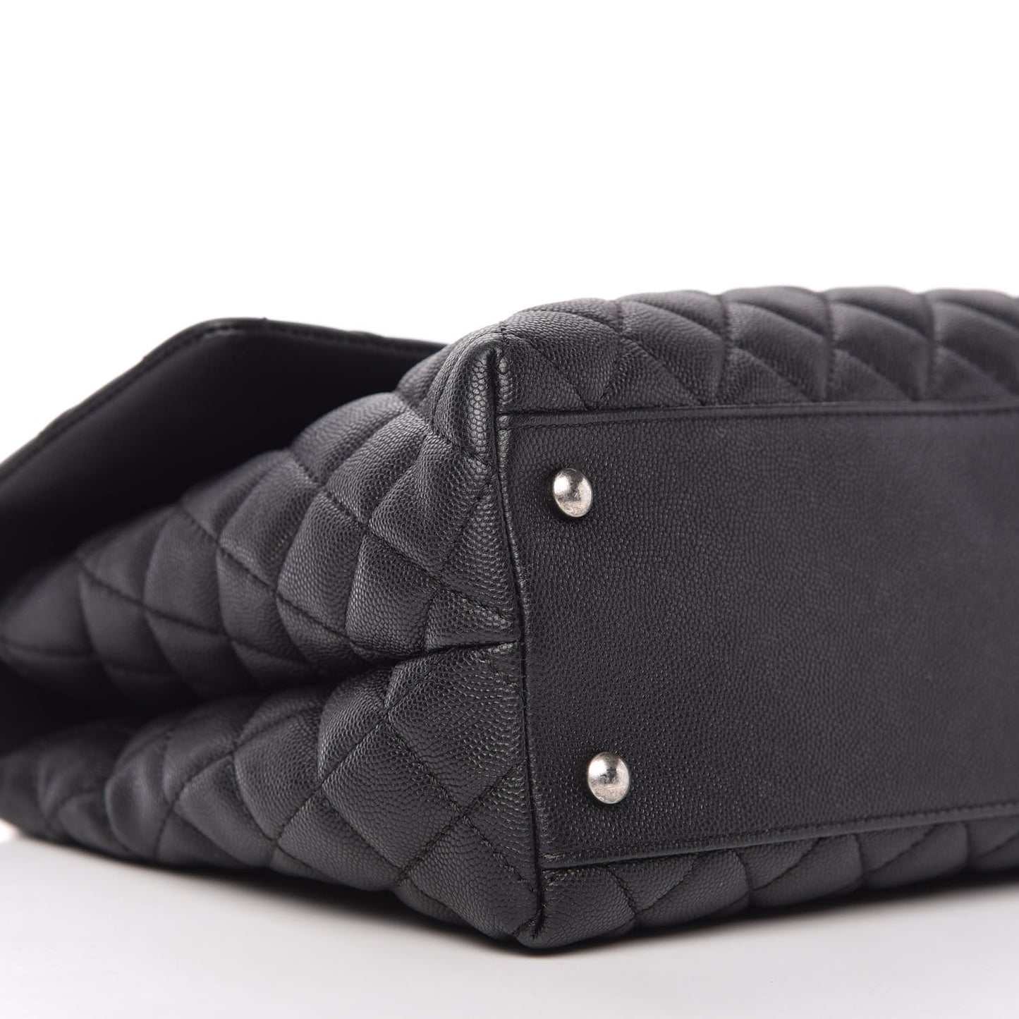 Caviar Lizard Quilted Medium Coco Handle Flap Black