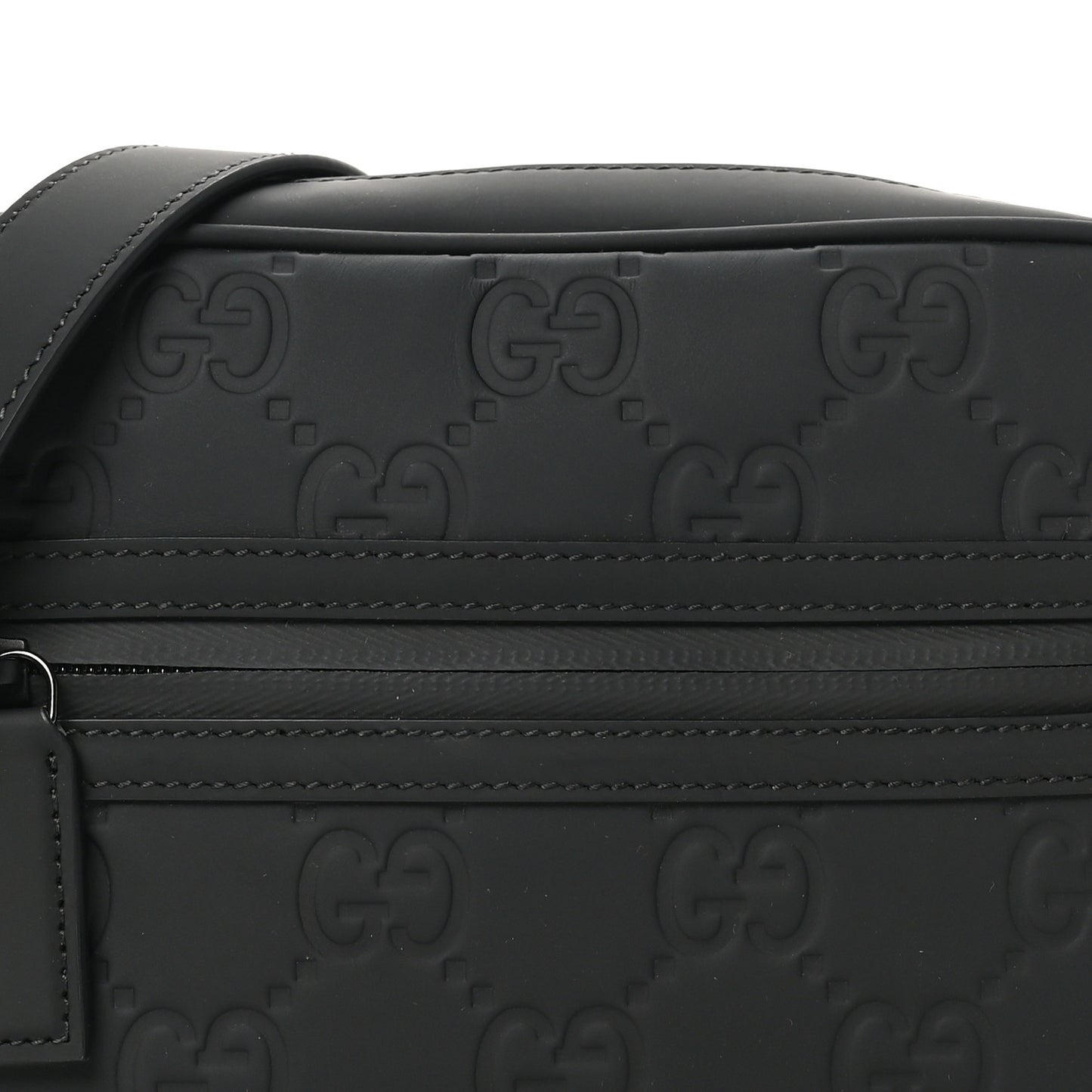 Rubber Effect Calfskin GG Mini Crossbody Bag Black