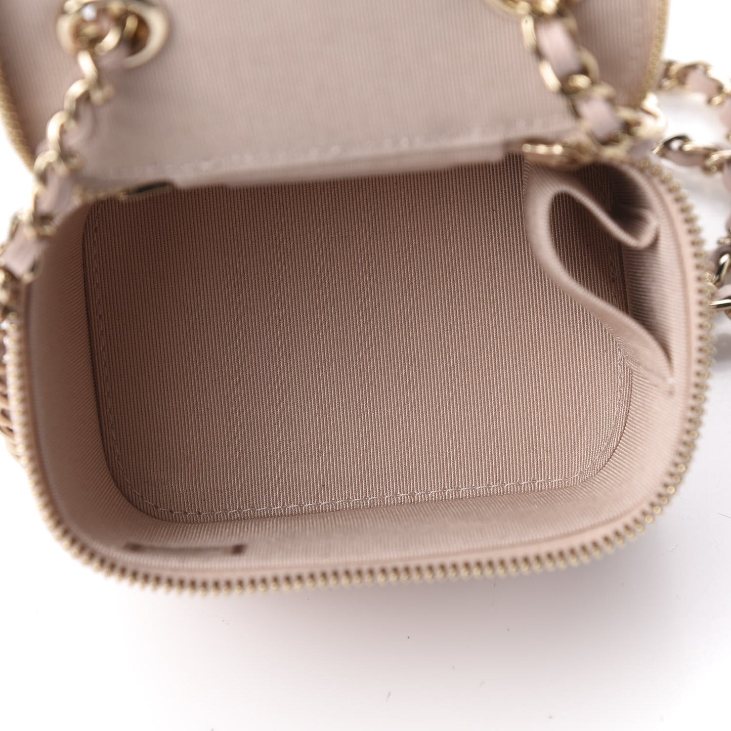 Caviar Quilted Mini Vanity Case With Chain Light Pink