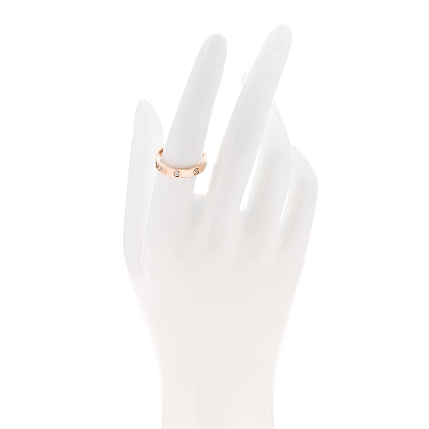 18K Pink Gold 8 Diamond 4mm LOVE Wedding Band Ring 56 7.5