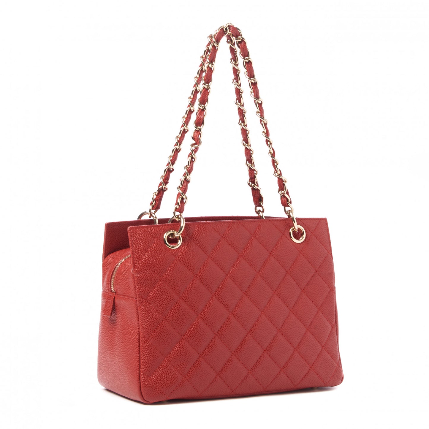 Caviar Quilted Petit Timeless Shopping Tote PTT Red