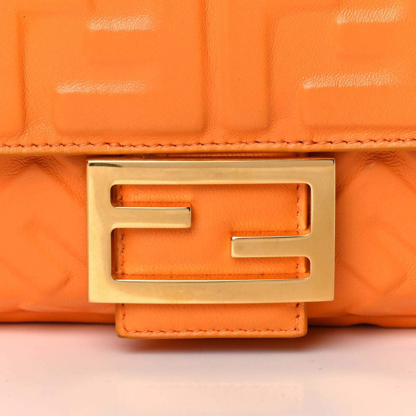 Nappa FF 1974 Embossed Baguette Clementine