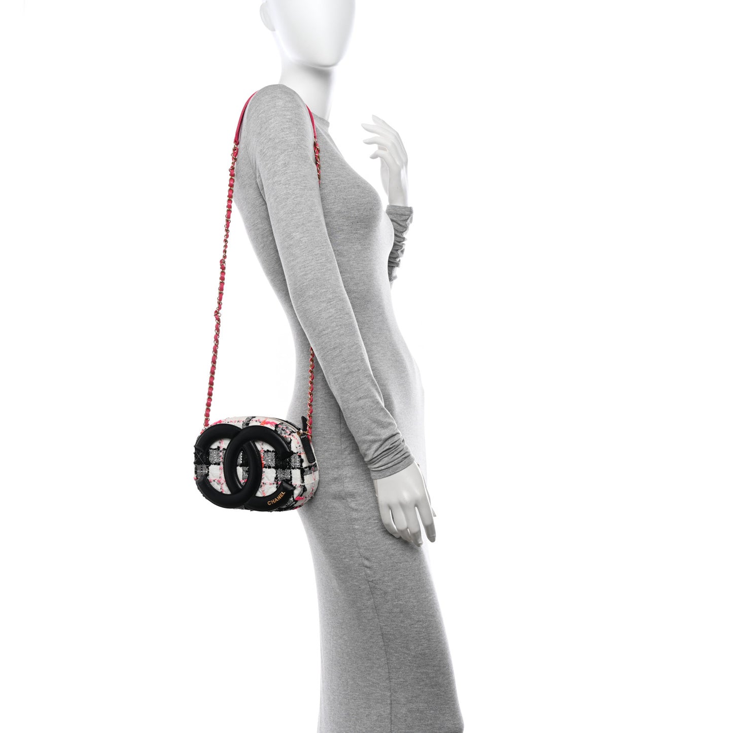 Tweed Lambskin Quilted Coco Midnight Camera Case White Black Multicolor