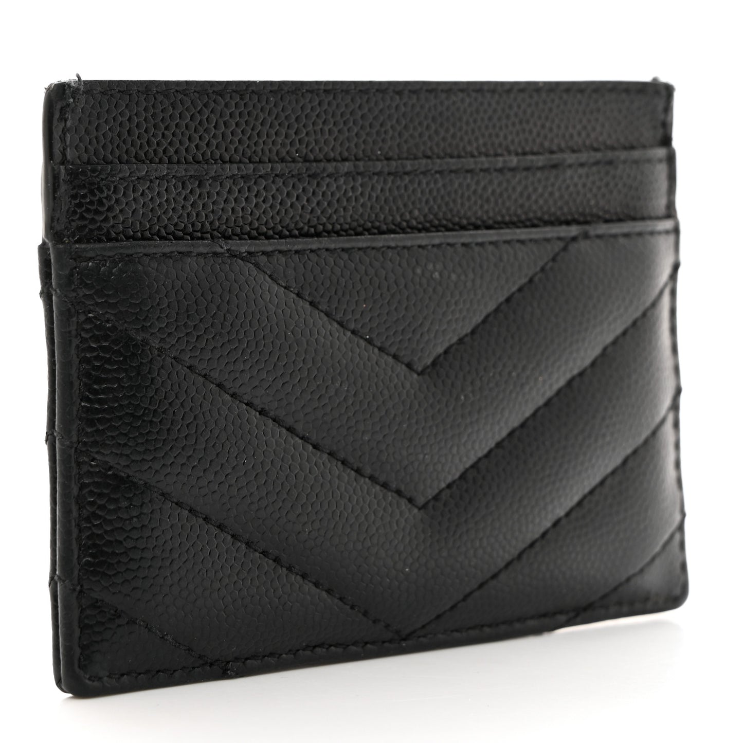 Grain De Poudre Matelasse Chevron Monogram Credit Card Case Black