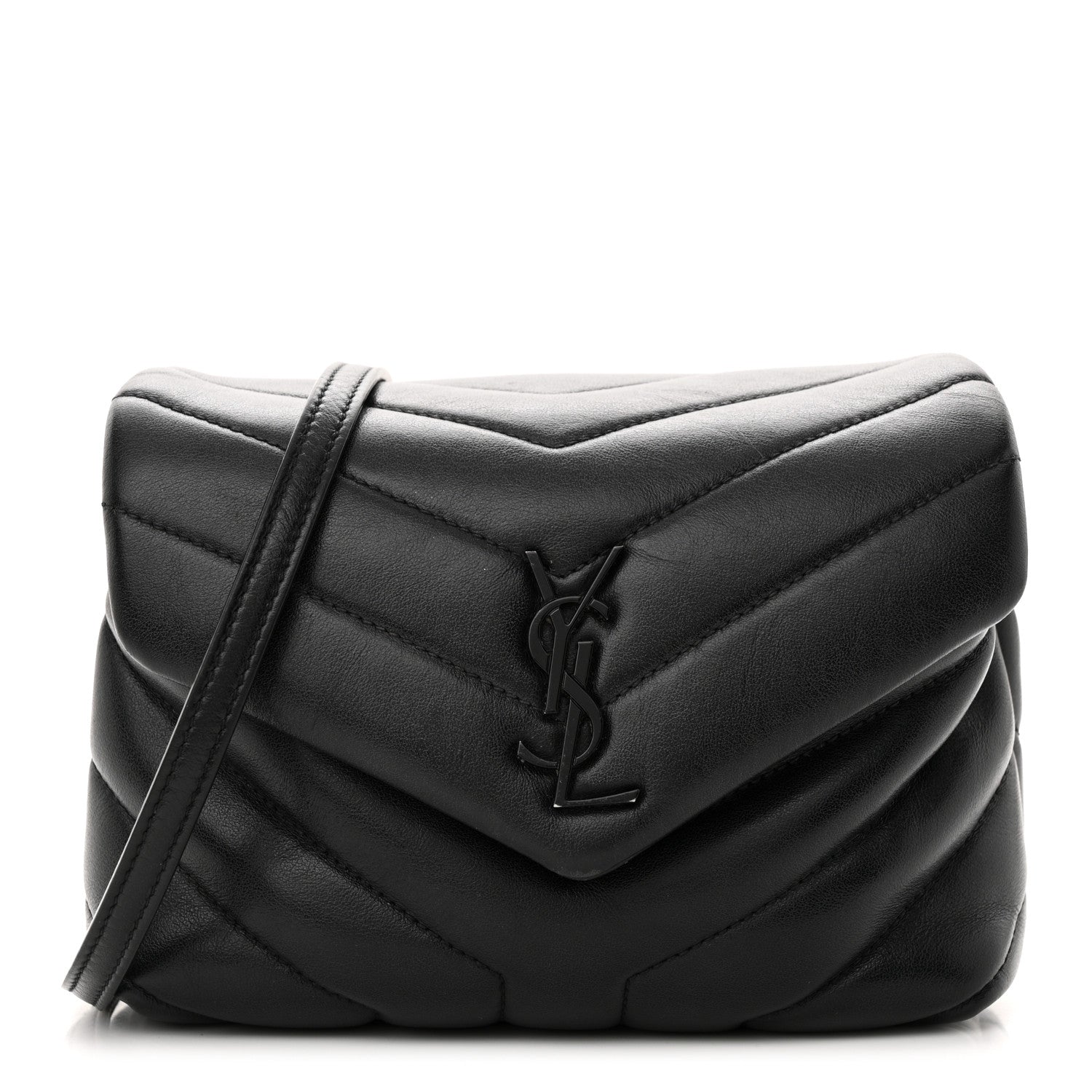 Saint Laurent Calfskin Y Quilted Monogram Monochrome Toy Loulou Crossbody Bag Black 1 of 12