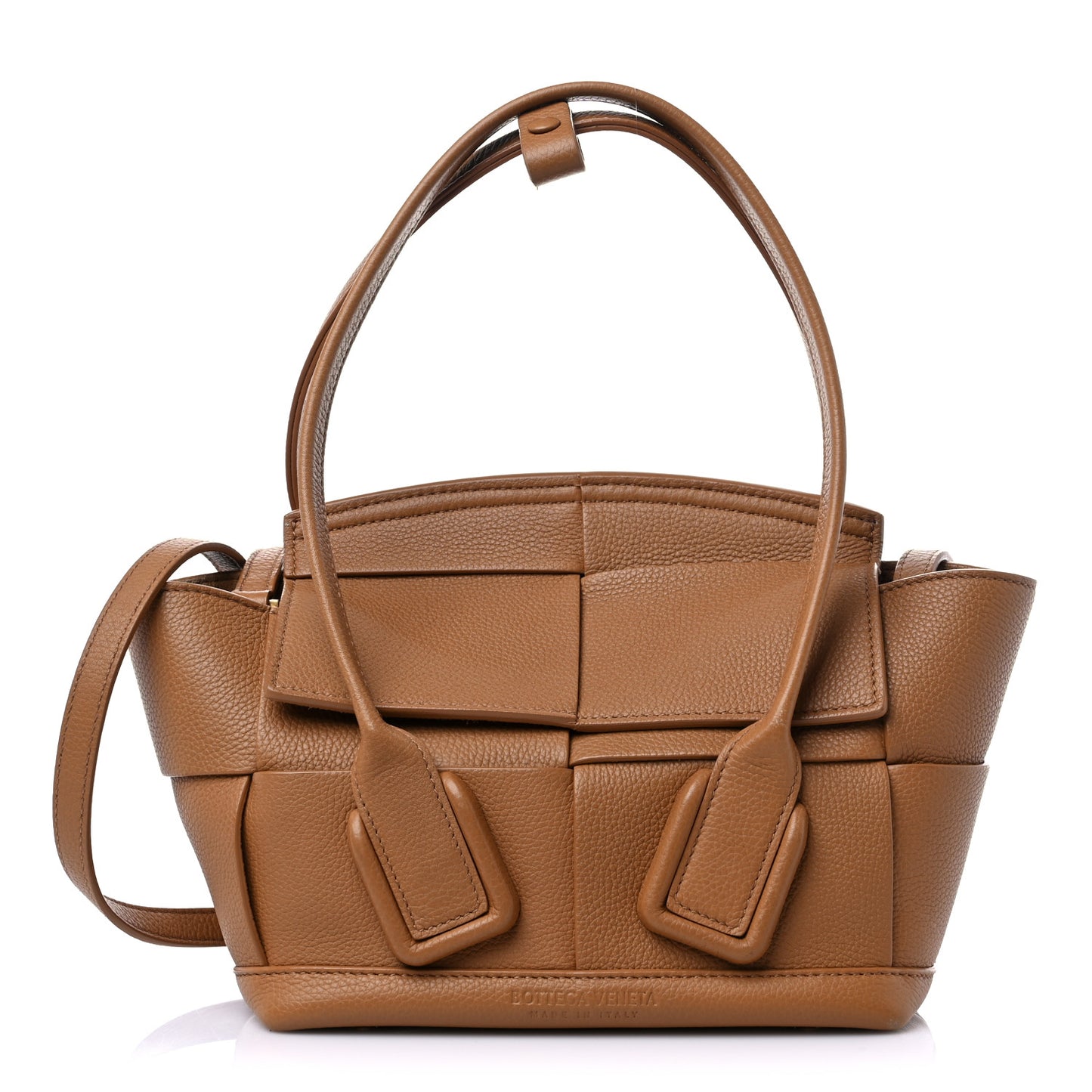Grained Calfskin Maxi Intrecciato Mini Arco Caramel