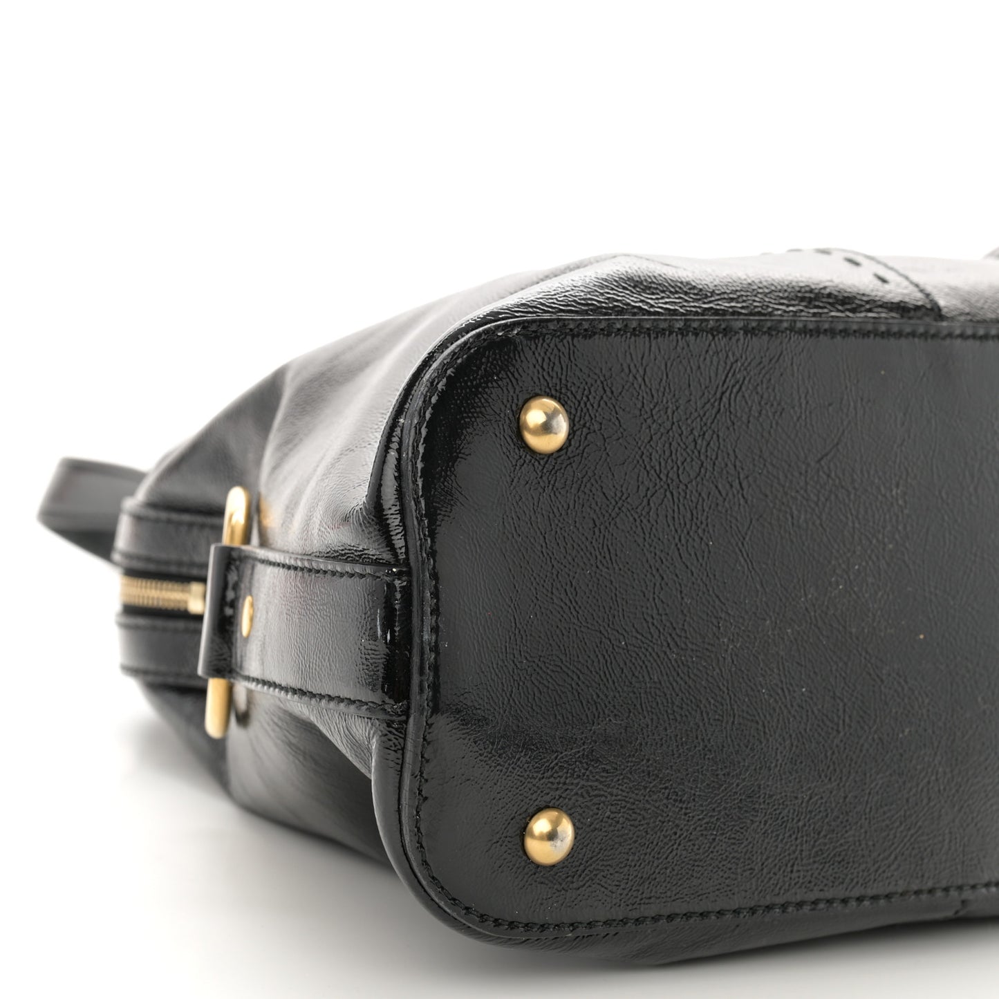 Textured Patent Calfskin Large Muse Black