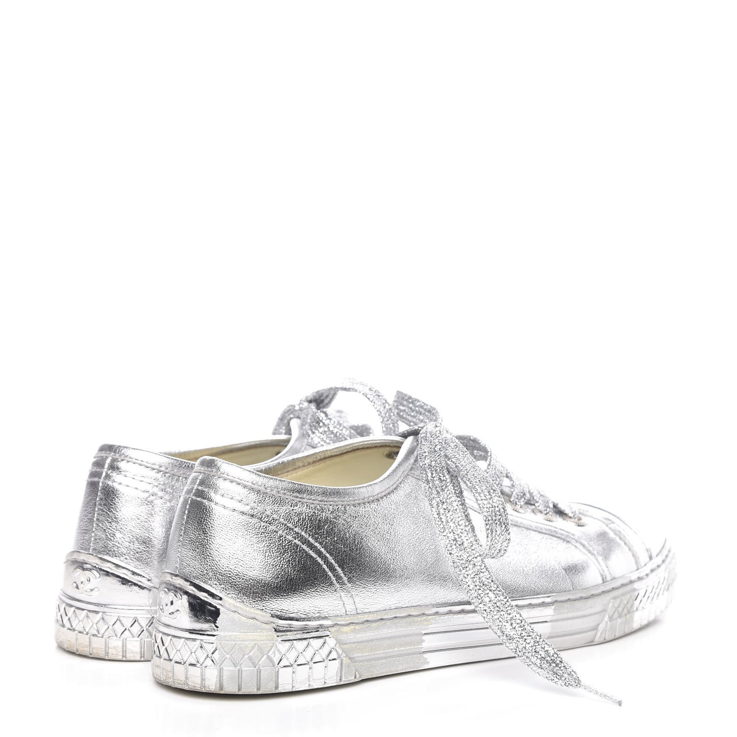 Laminated Lambskin Sneakers 39 Silver