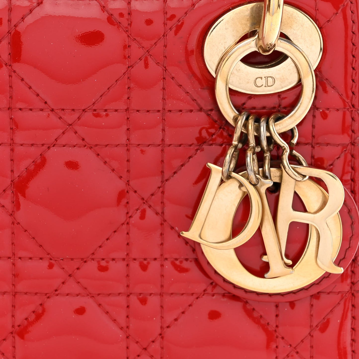 Patent Cannage Mini Lady Dior Red