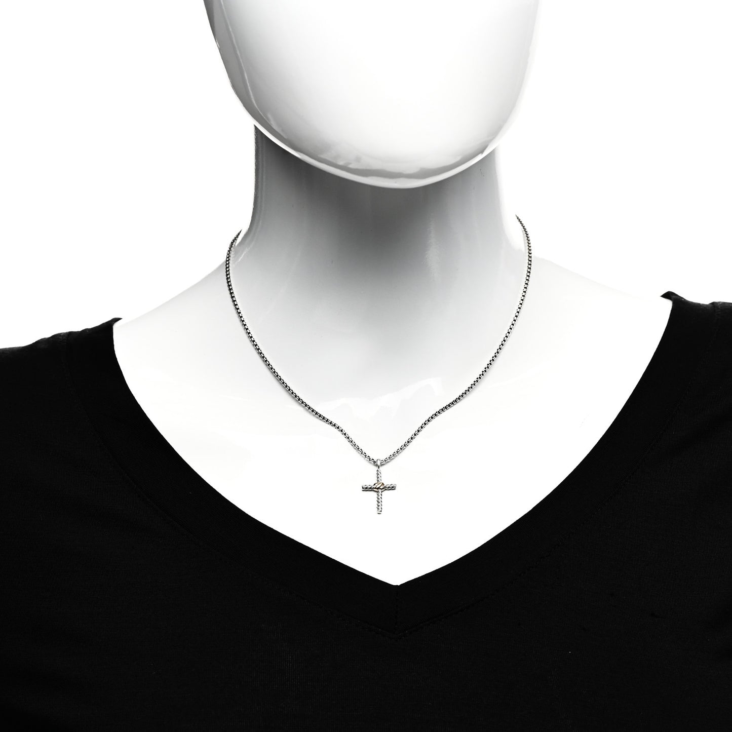 Sterling Silver 14K Yellow Gold Petite X Cross Pendant Necklace