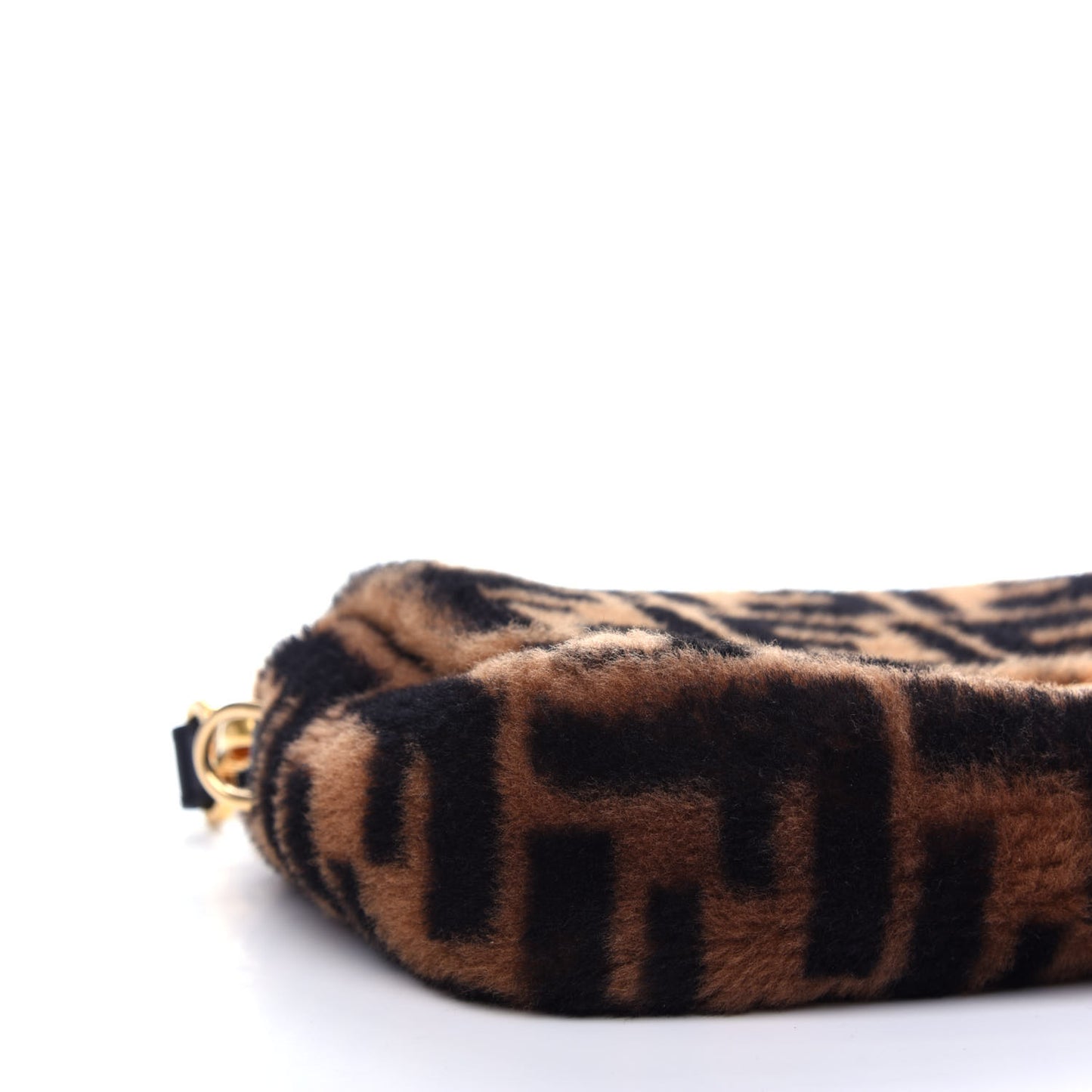 Shearling Vitello Dolce Macro FF 1974 Baguette Tobacco Black