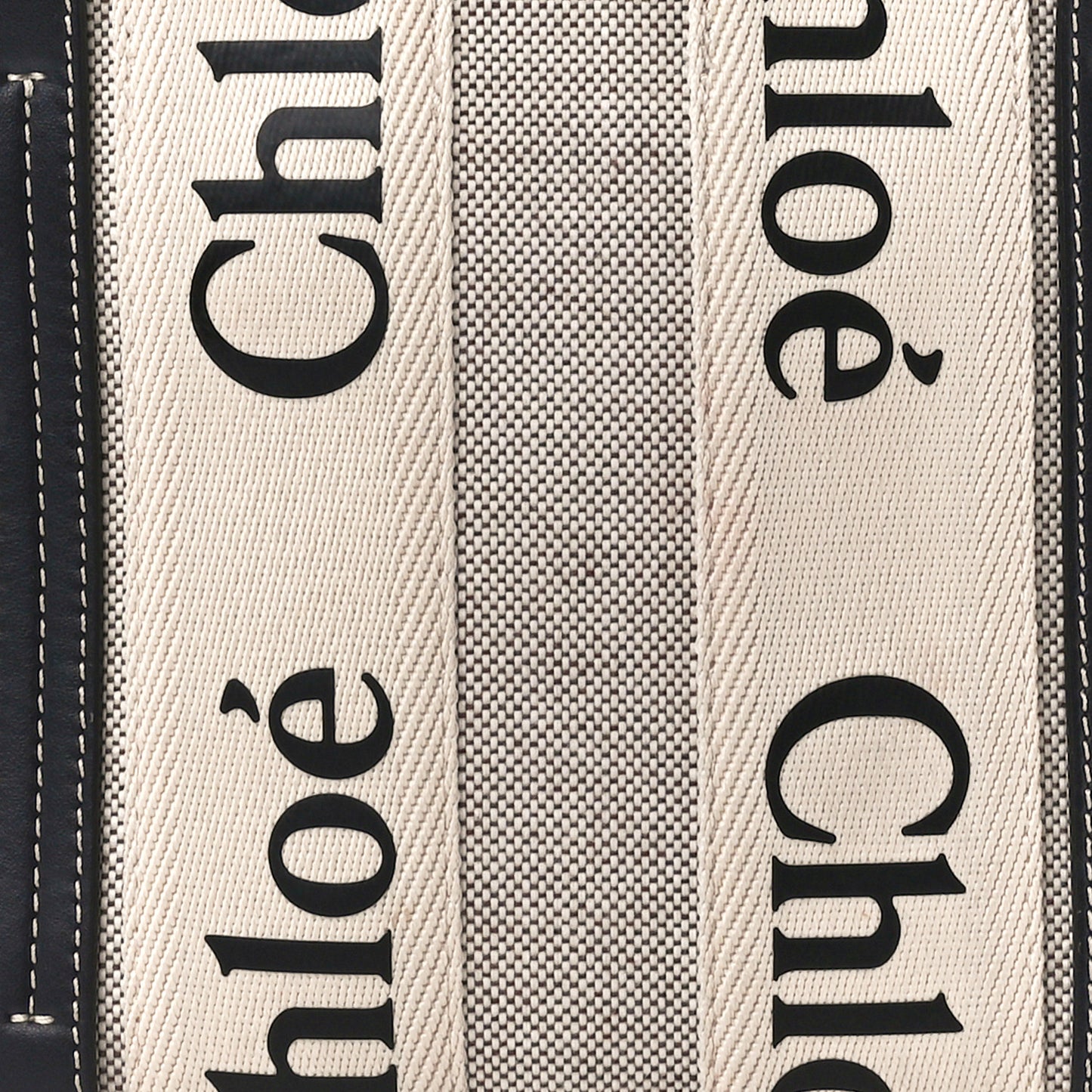 Cotton Calfskin Small Woody Ribbon Tote White Blue