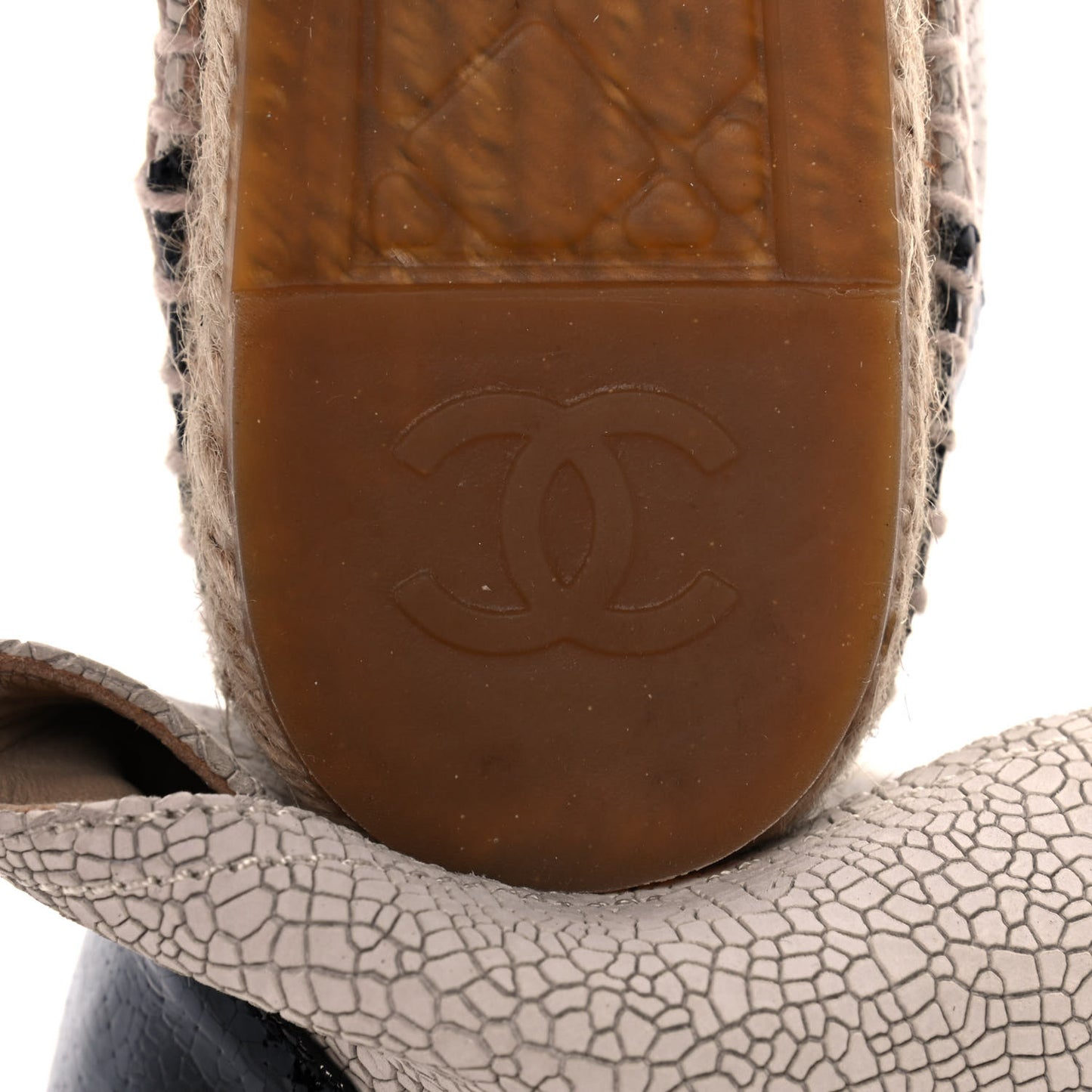 Crackled Calfskin High Top Espadrilles 38 Light Beige Black