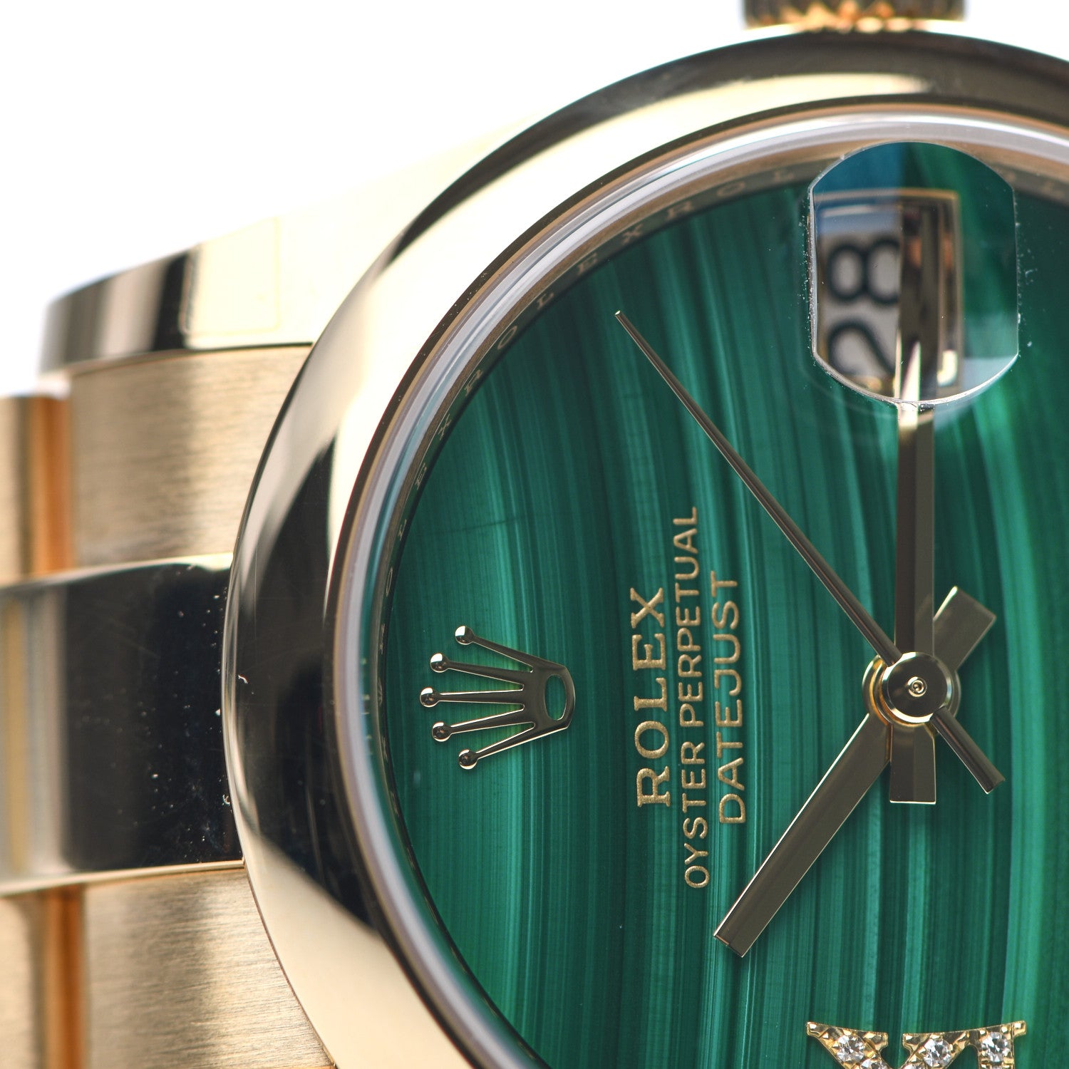 Rolex 18K Yellow Gold Diamond Malachite 31mm Oyster Perpetual Datejust Watch 278248 5 of 6