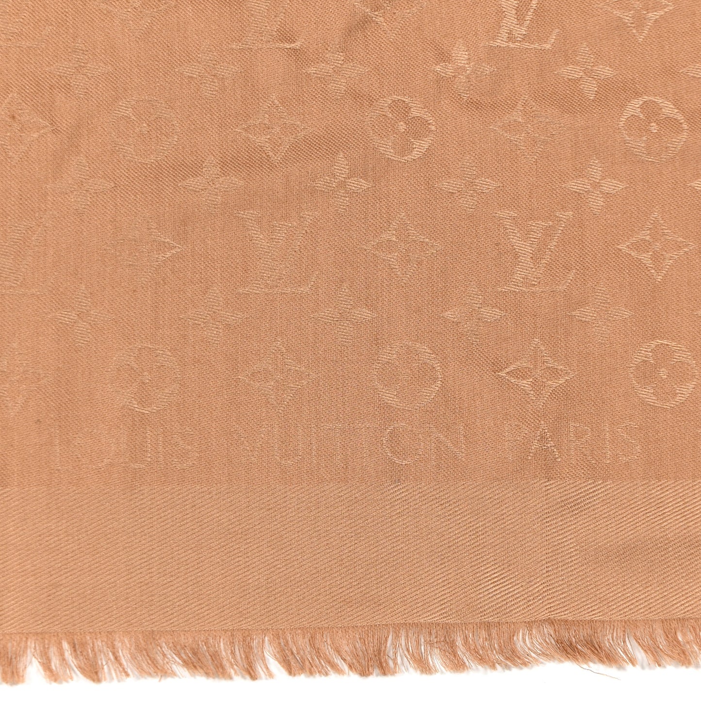 Silk Wool Monogram Shine Shawl Caramel