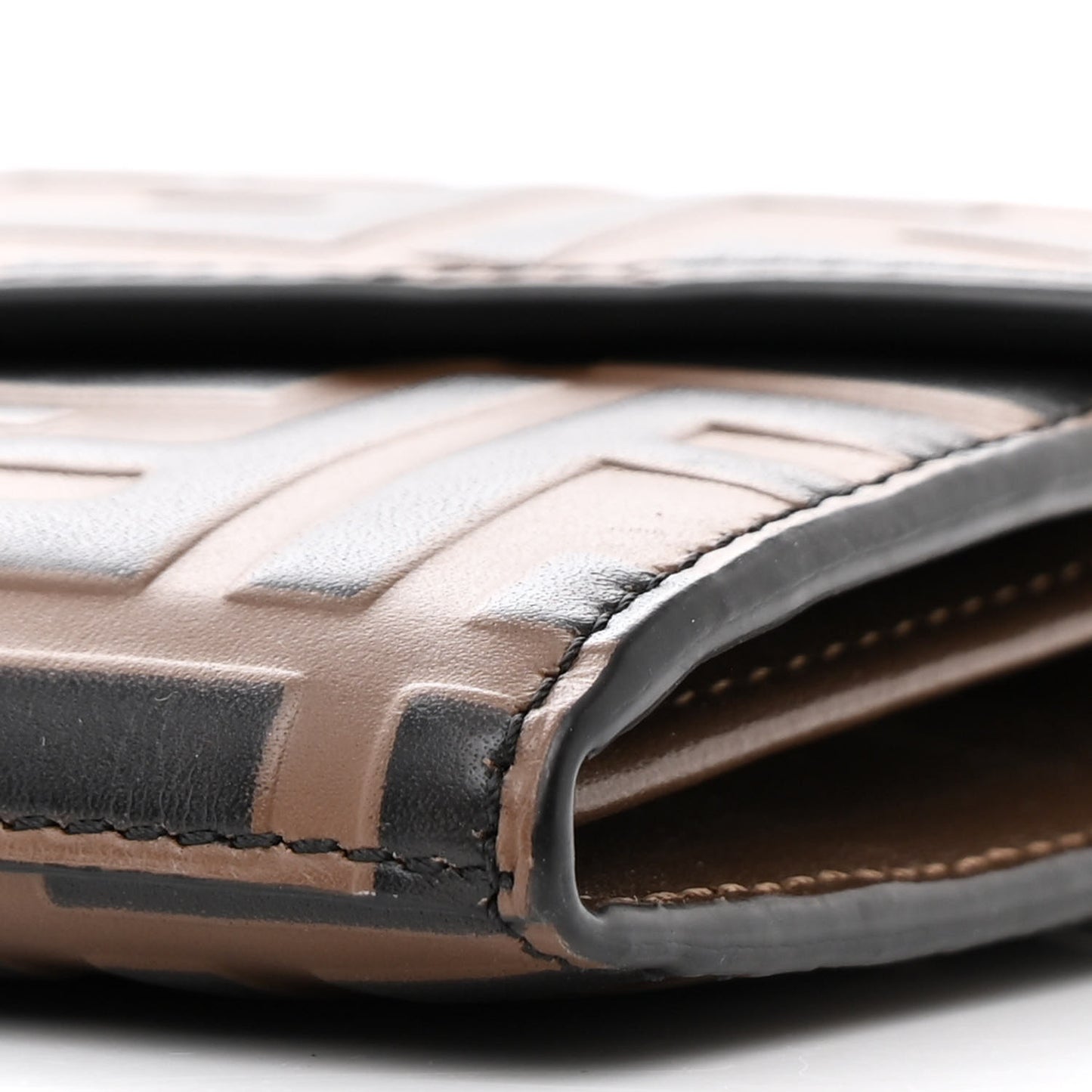 Vitello Soft F is Fendi Bi-Color FF 1974 Embossed Continental Envelope Wallet On Chain Maya Black