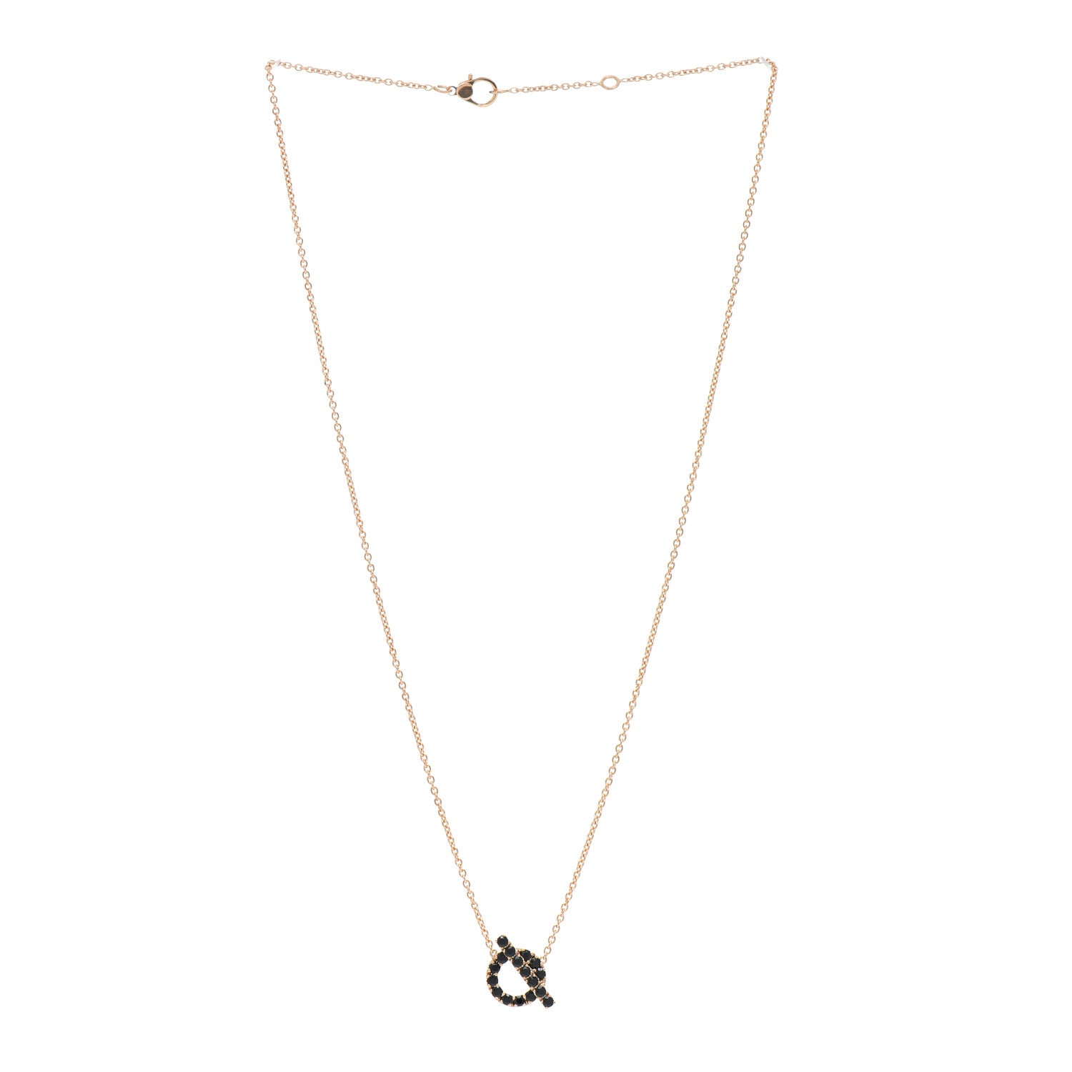 Hermes 18K Rose Gold Black Spinel Finesse Pendant Necklace 3 of 5