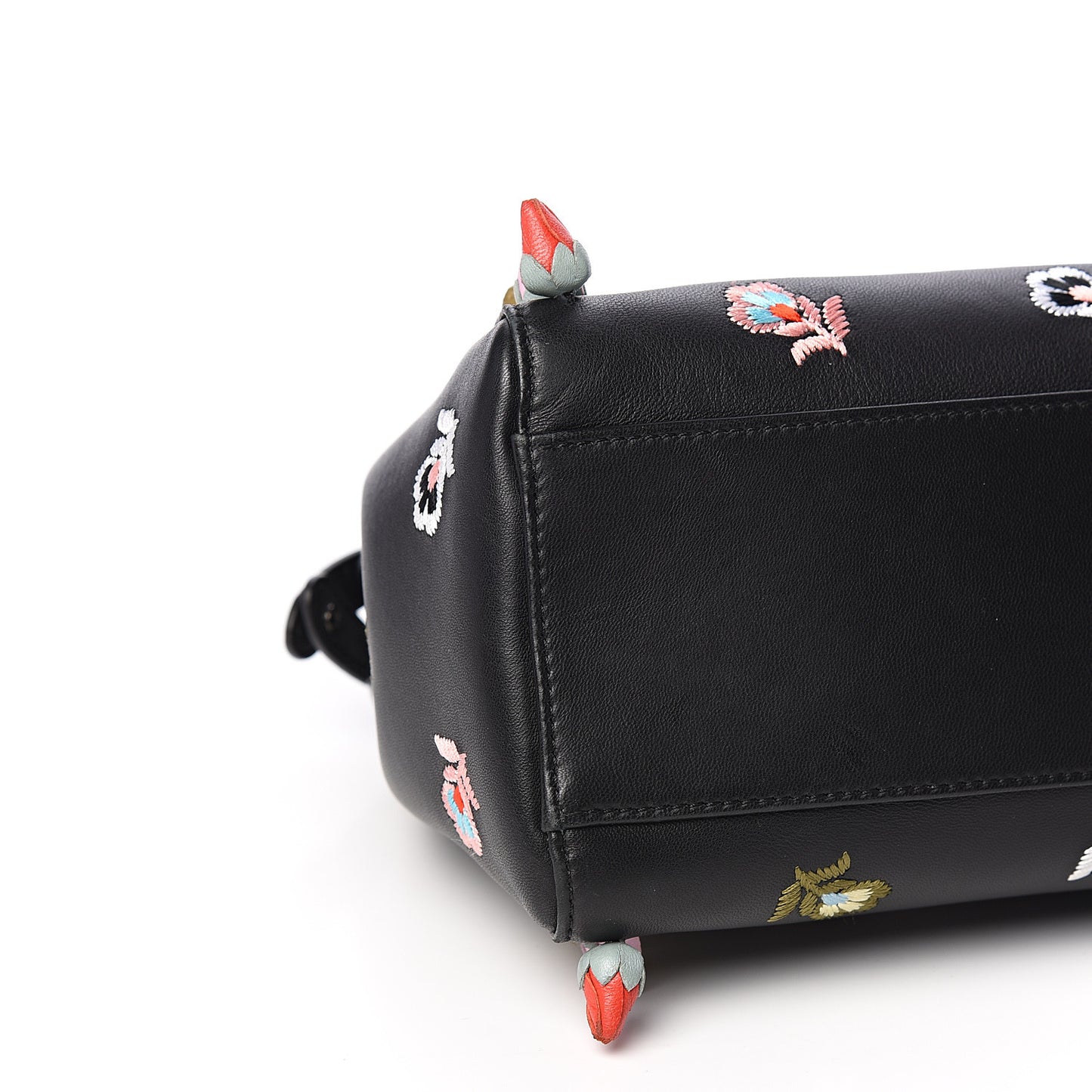 Nappa Rosebud Embroidered Mini Peekaboo Iconic Satchel Black Multicolor