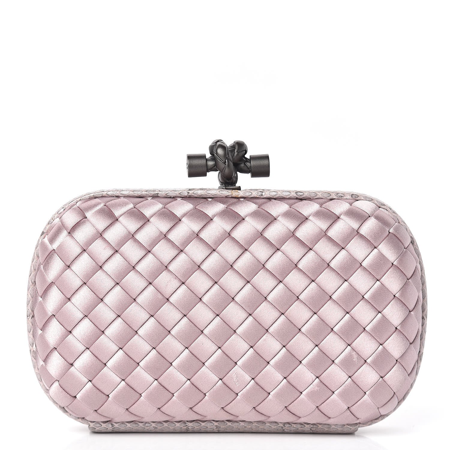 Bottega Veneta Satin Intreccio Impero Ayers Knot Clutch Lilac 1 of 10