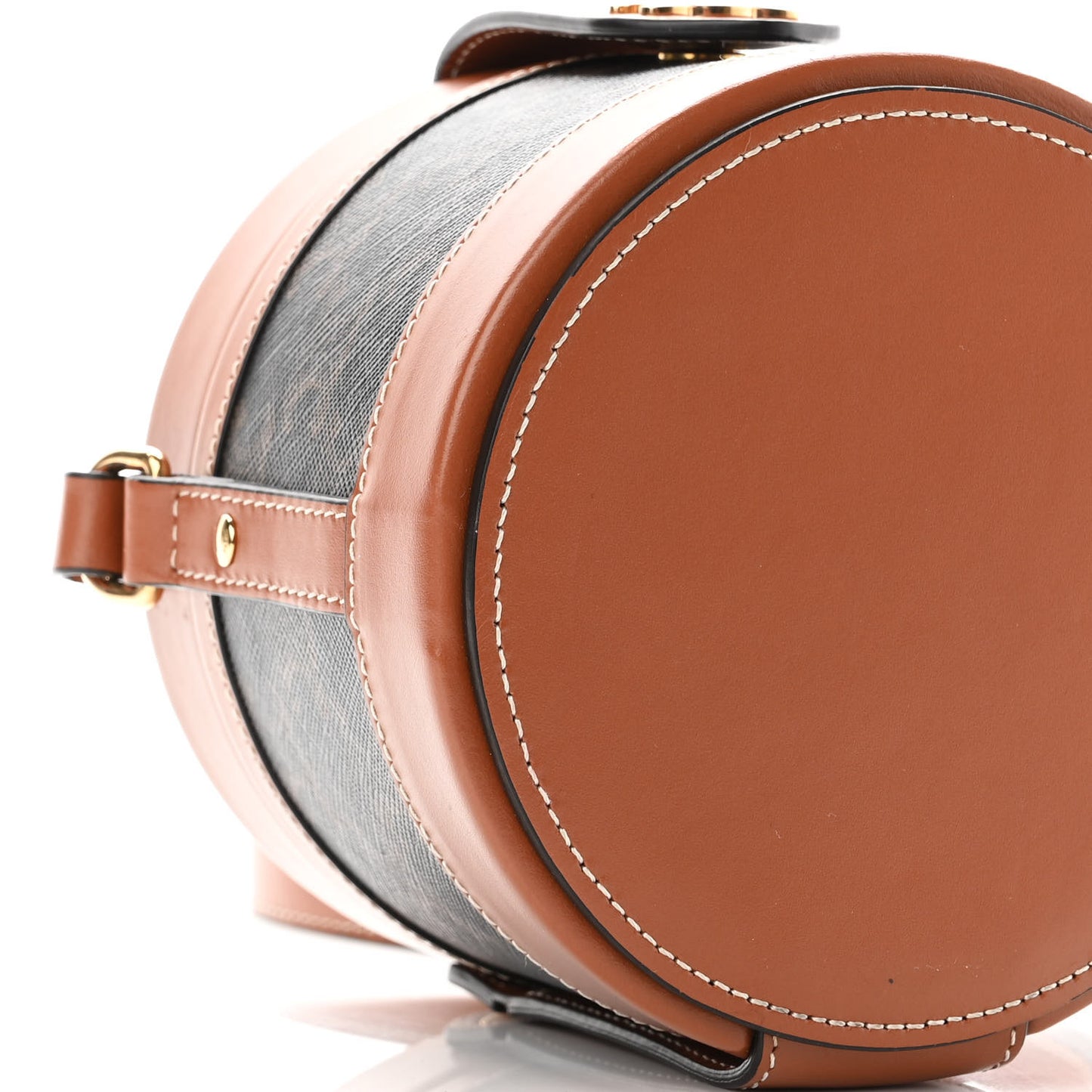 Calfskin Triomphe Canvas Medium Tambour Bag Tan