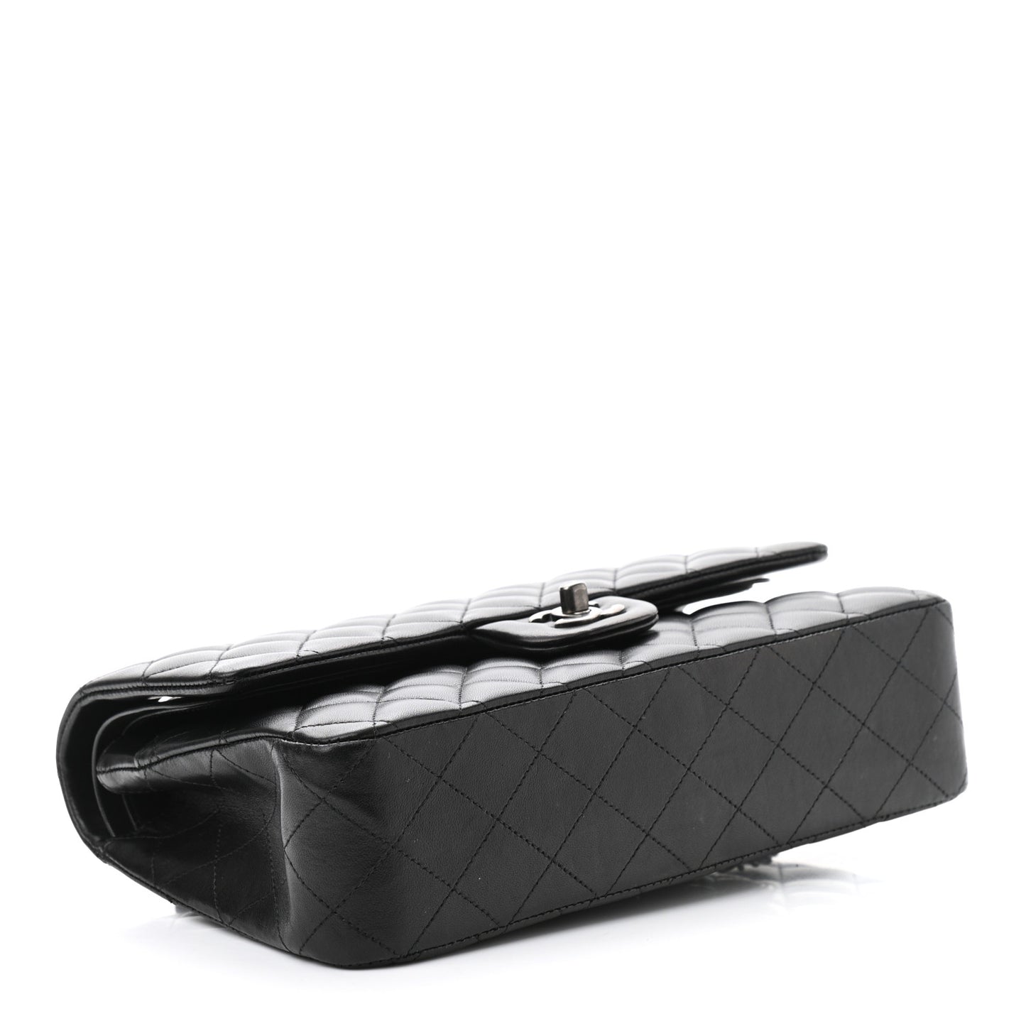 Lambskin Quilted Medium Double Flap Black