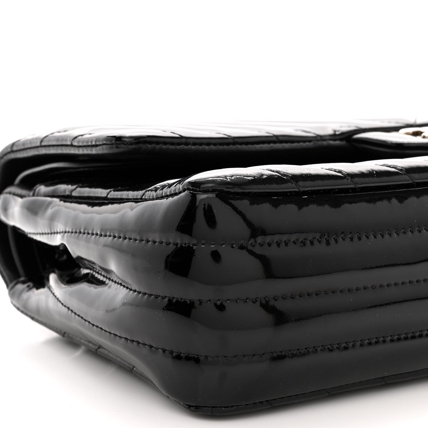 Chanel Patent Calfskin Chevron Quilted Small Double Flap Black 9 of 12