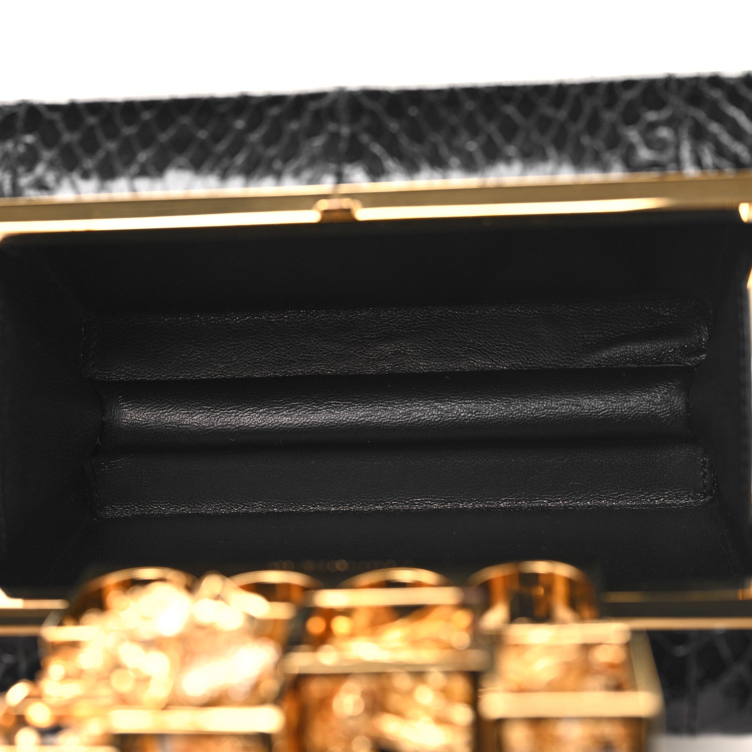 Alexander McQueen Snakeskin Poppy Cage Knuckle Box Clutch Black 5 of 13
