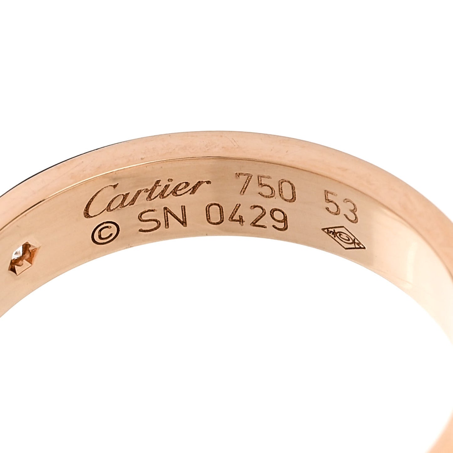 18K Pink Gold Diamond 4mm LOVE Wedding Band Ring 53 6.5