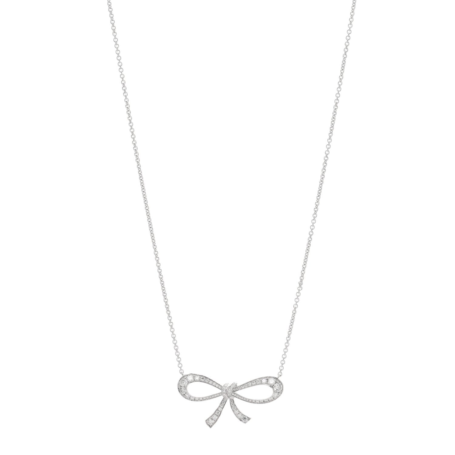 Graff 18K White Gold Diamond Tilda's Bow Mini Pendant Necklace 1 of 4