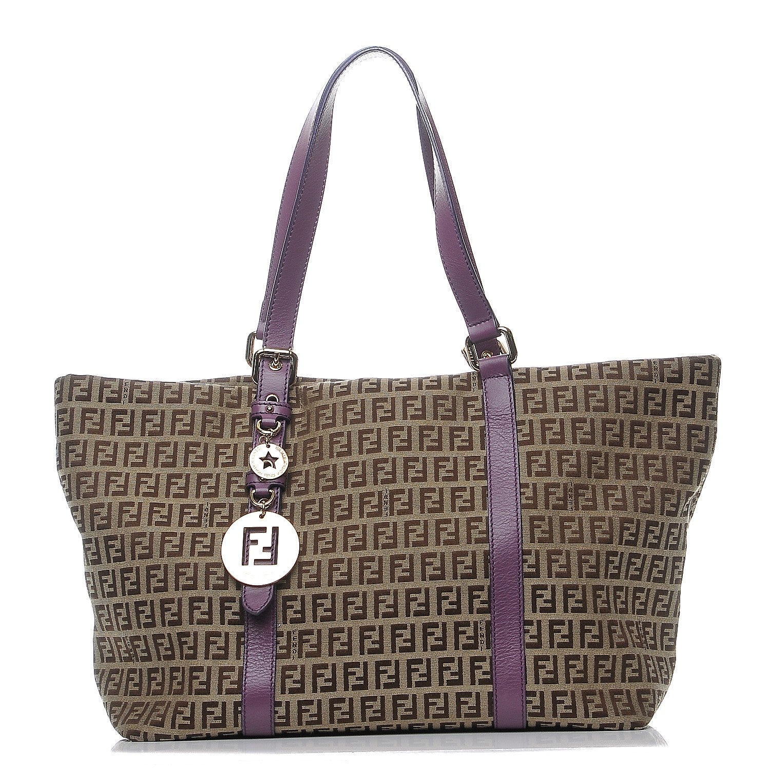 FENDI ナイロン トートバッグ 紫　パープル Fendi Zucchino Charm Large Shopper Tote Purple 206438 – FASHIONPHILE