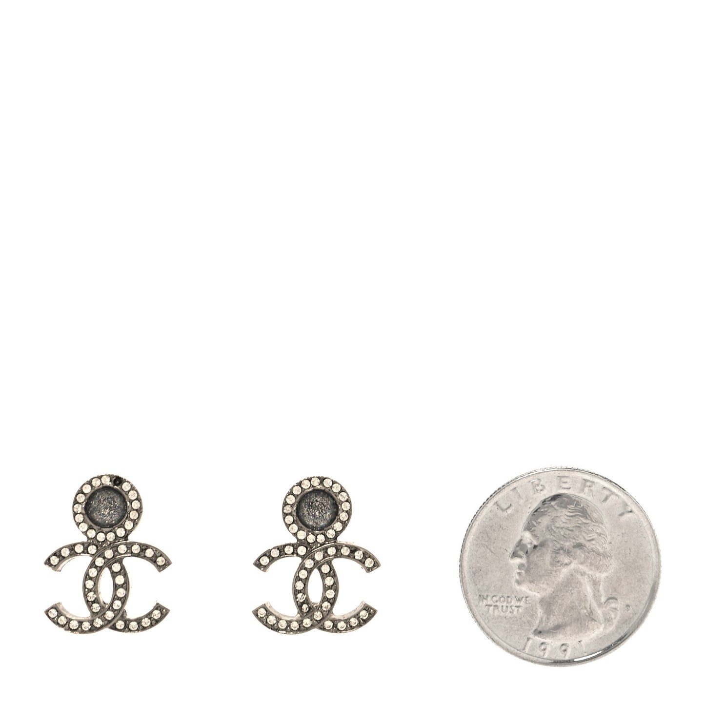 Ruthenium Crystal CC Drop Earrings Silver Grey