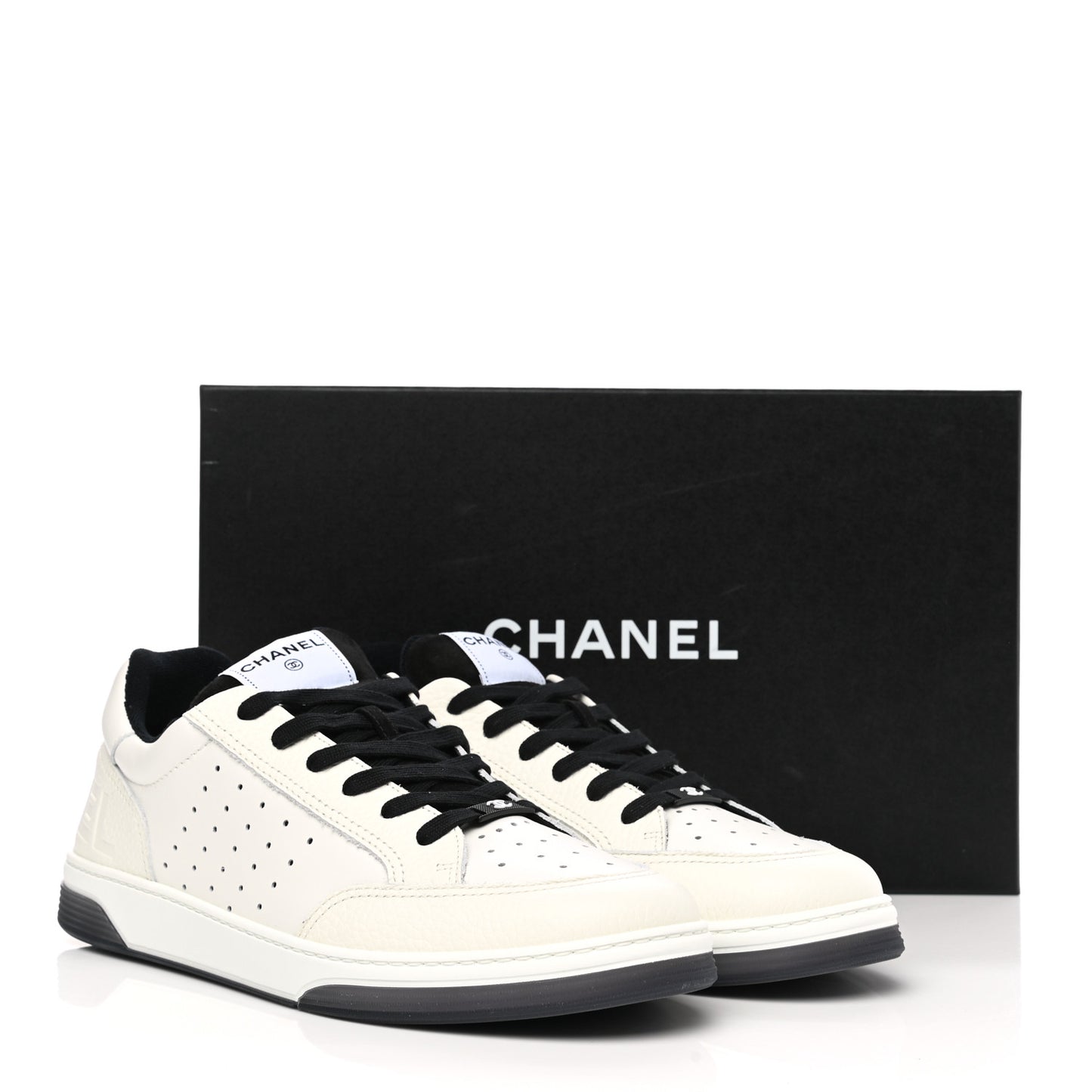 Grained Calfskin Fabric Mens Logo Sneakers 46 White Black
