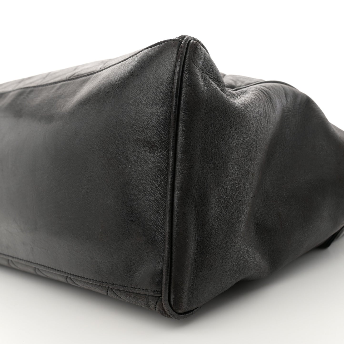 Lambskin Large Quilted Shopping Tote Black