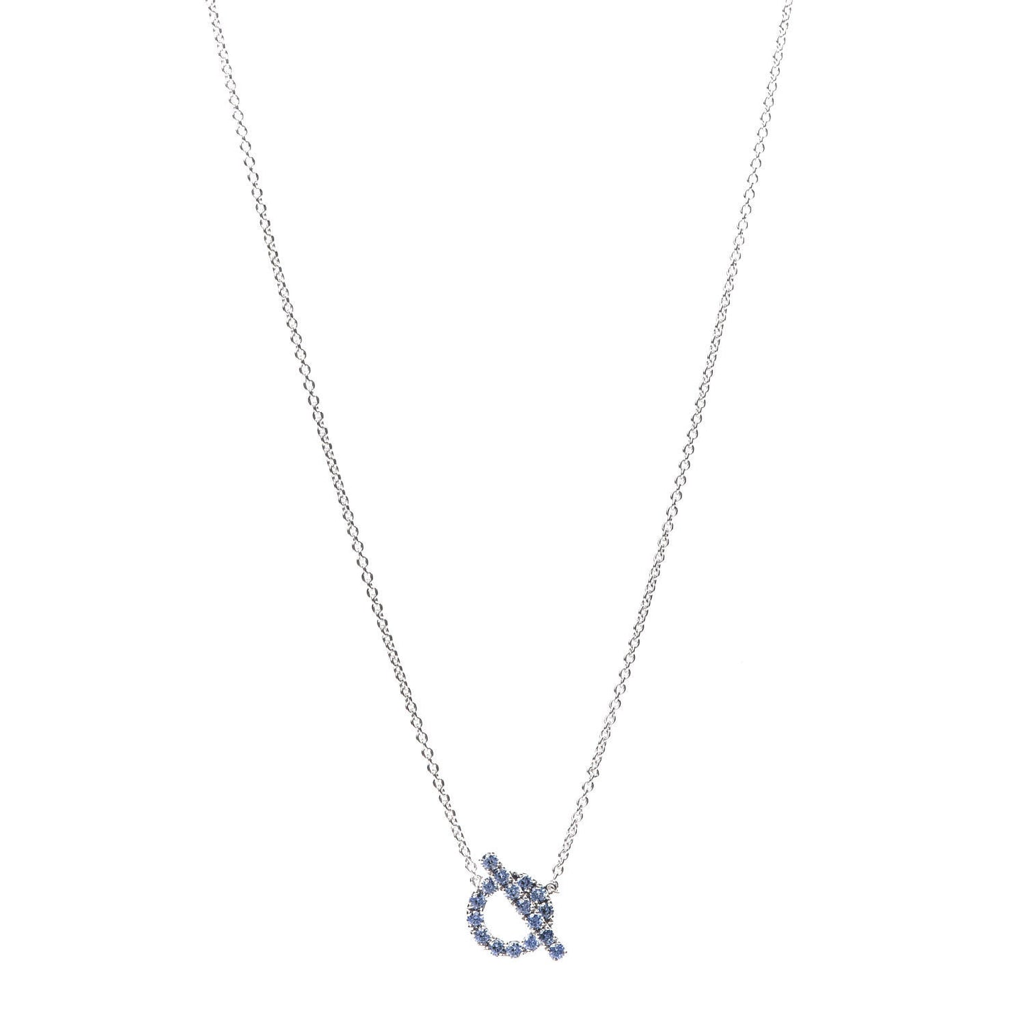 18K White Gold Blue Sapphire Finesse Pendant Necklace