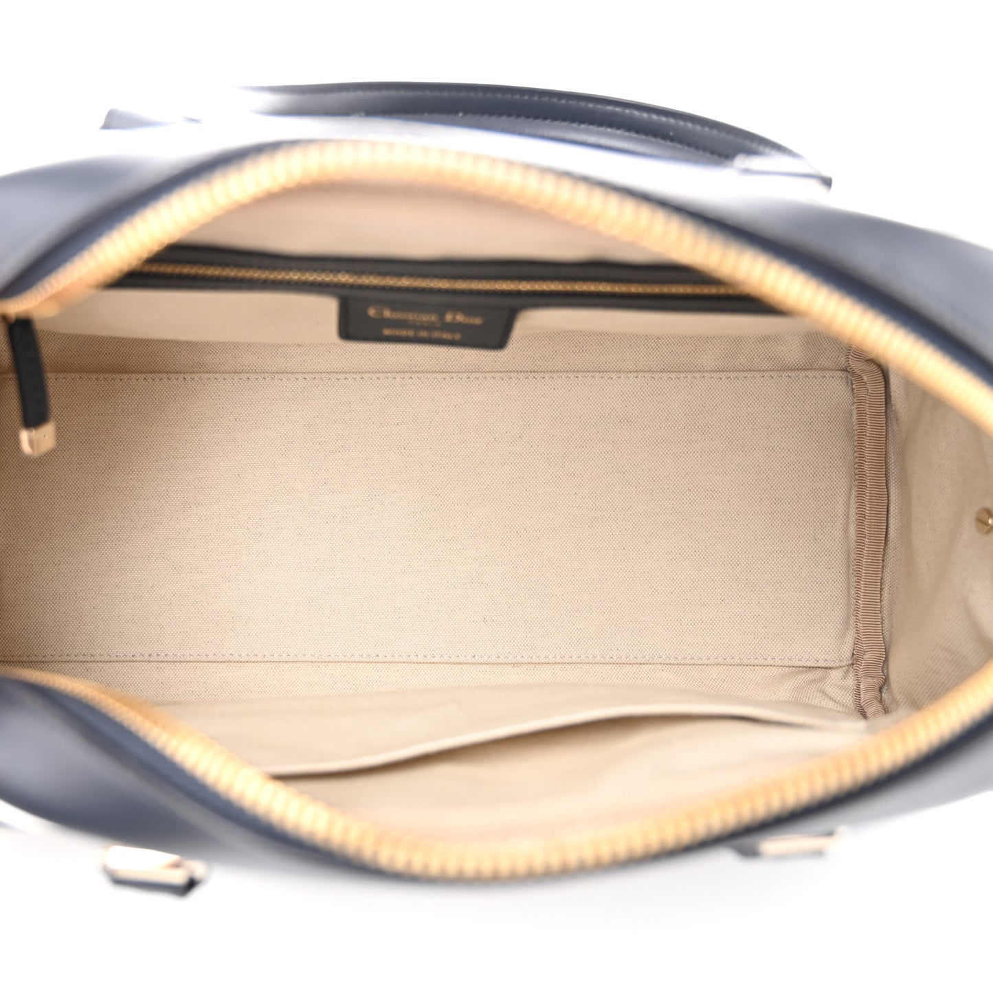 Calfskin Small Dior Vibe Zip Bowling Bag Blue White