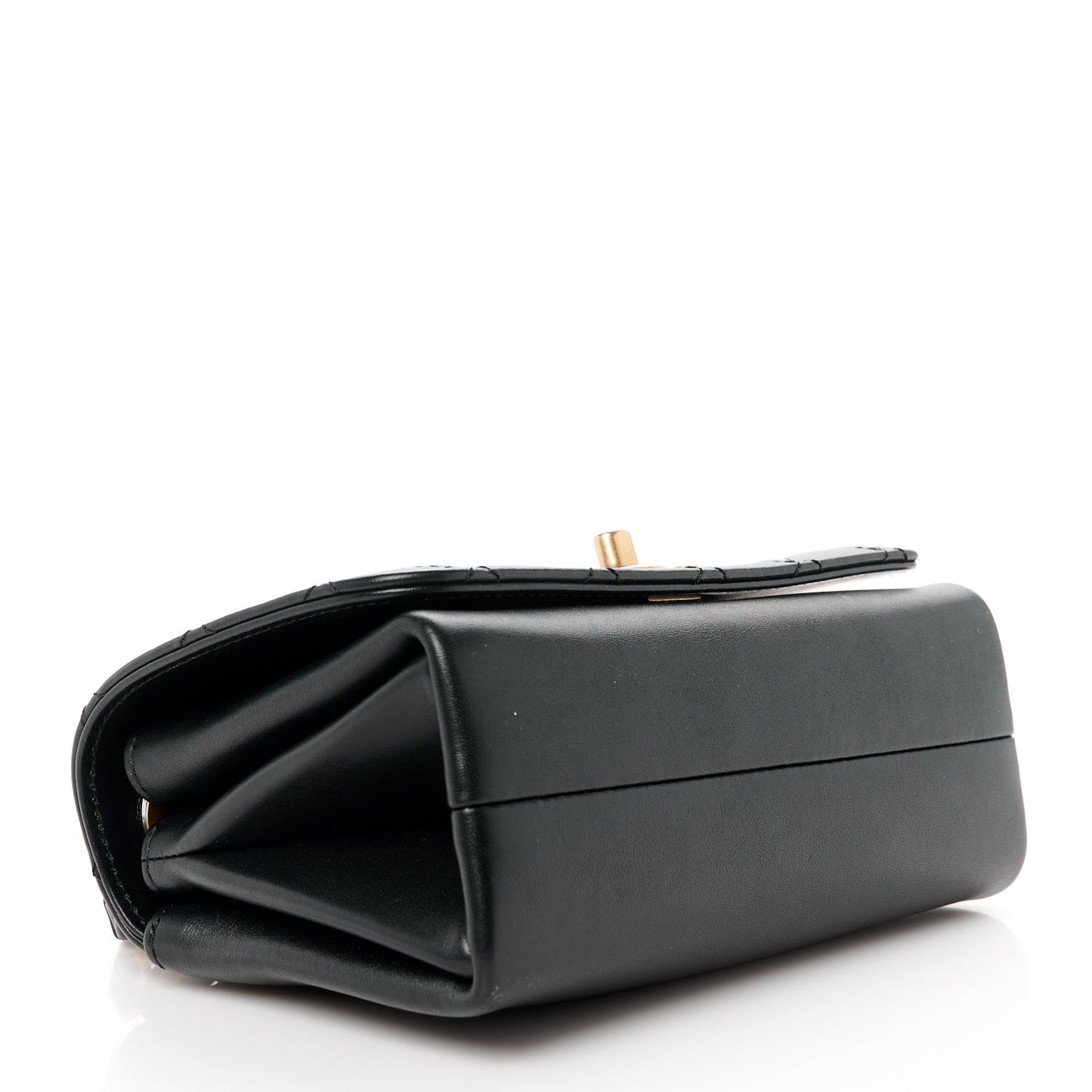 Calfskin Quilted Pearl Jewel Chain Flap Black