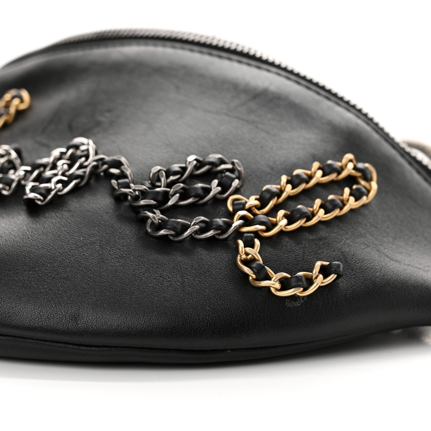 Calfskin Chain 20s Signe Waist Bag Black