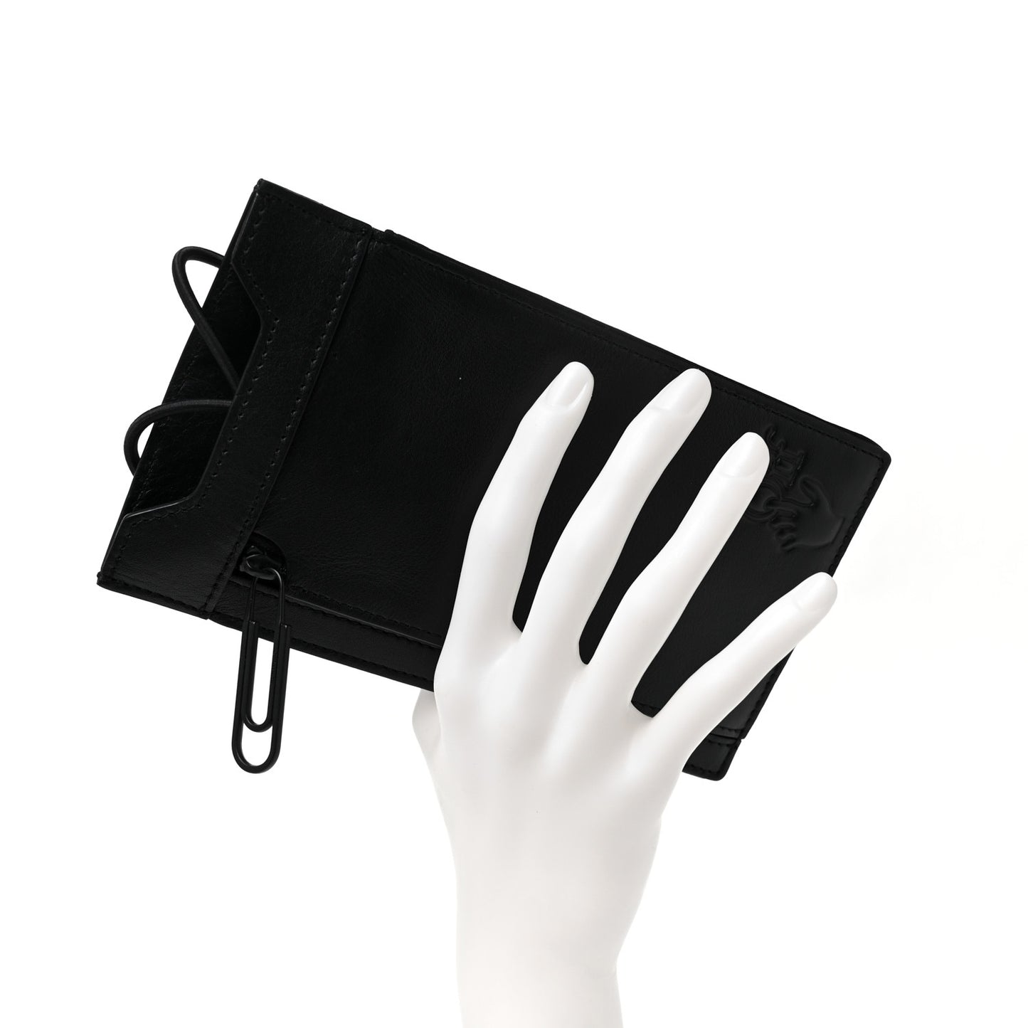 Calfskin Embossed Logo Phone Bag Black