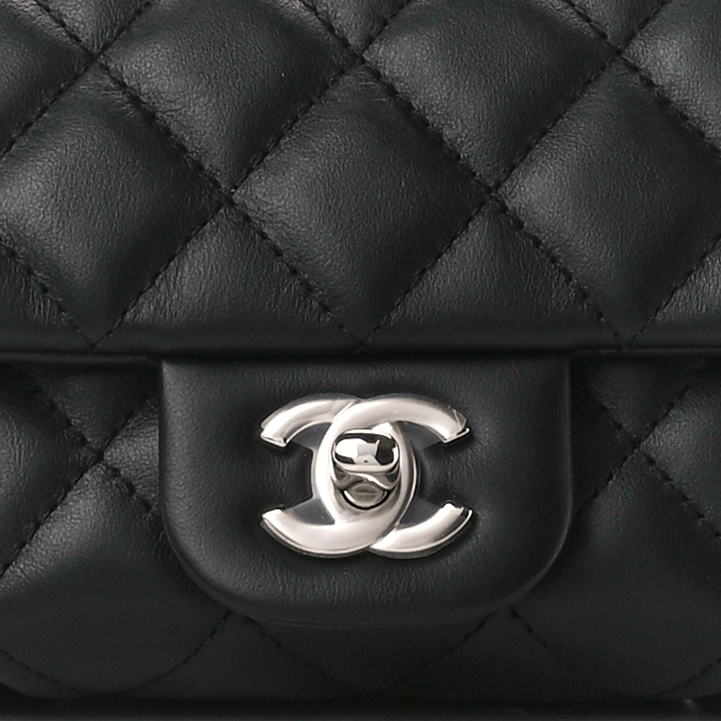 Calfskin Quilted CC Uniform Flap Belt Bag Black